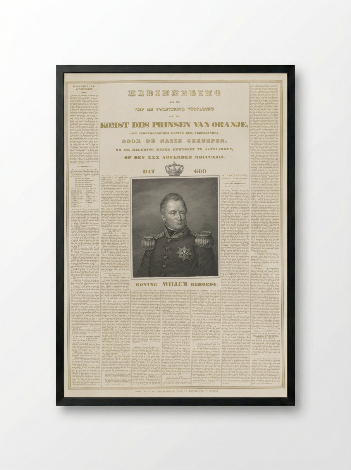 Herdenking van het 25-jarige regeringsjubileum van koning Willem I - Johannes Philippus Lange - Framed Print Black