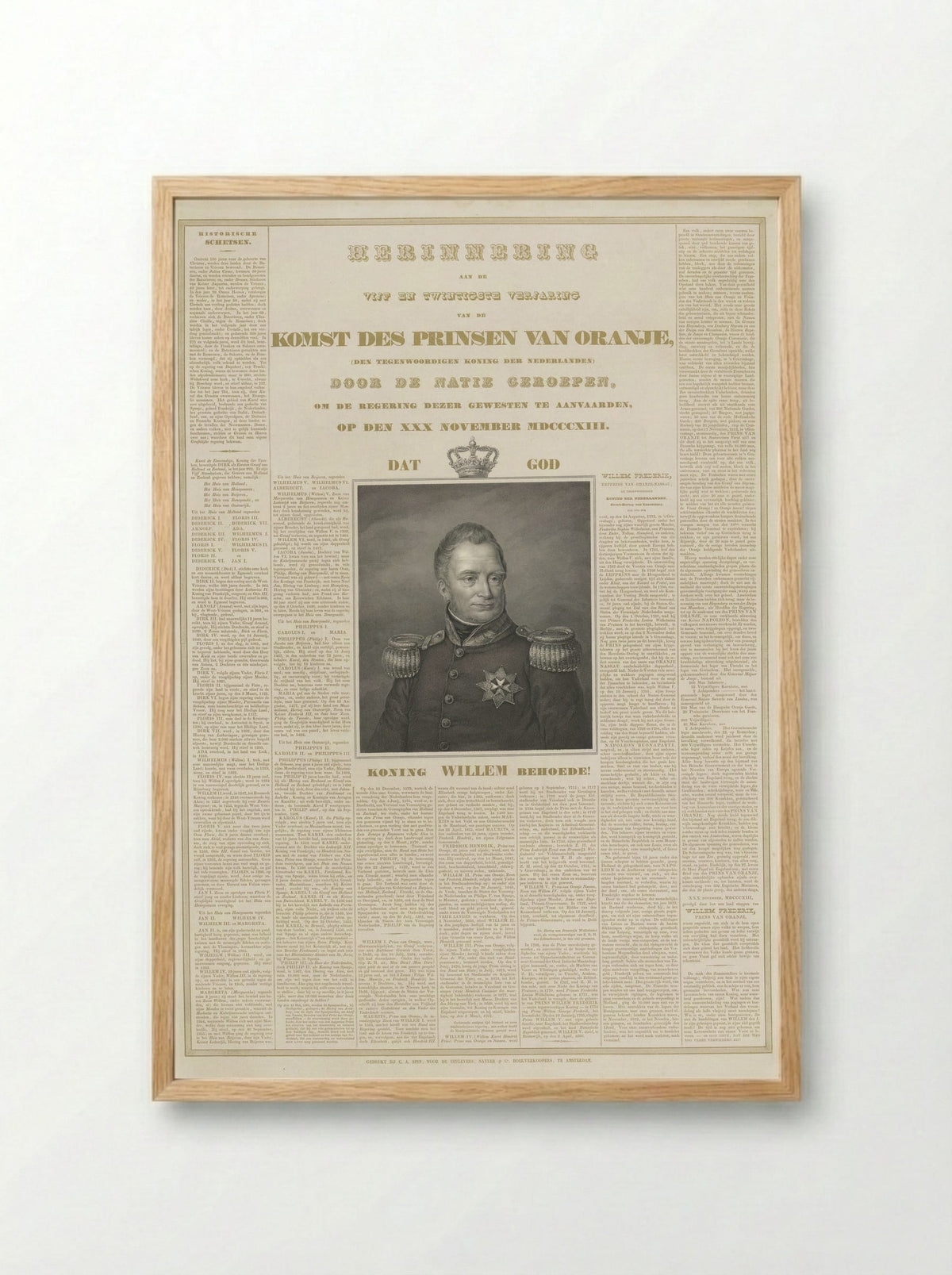 Herdenking van het 25-jarige regeringsjubileum van koning Willem I - Johannes Philippus Lange - Framed Print Wood