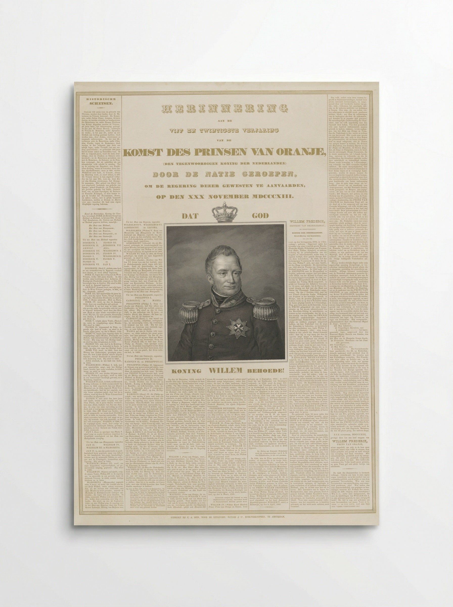 Herdenking van het 25-jarige regeringsjubileum van koning Willem I - Johannes Philippus Lange - Poster