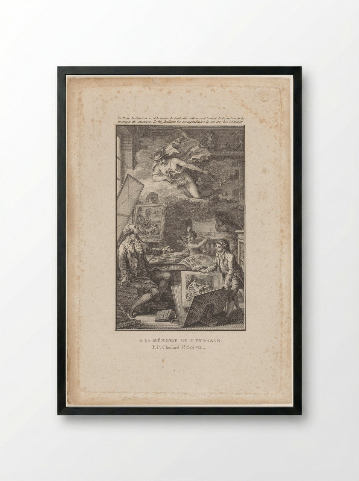 Herdenkingsprent ter nagedachtenis van Pierre-François Basan - Pierre Philippe Choffard - Framed Print Black