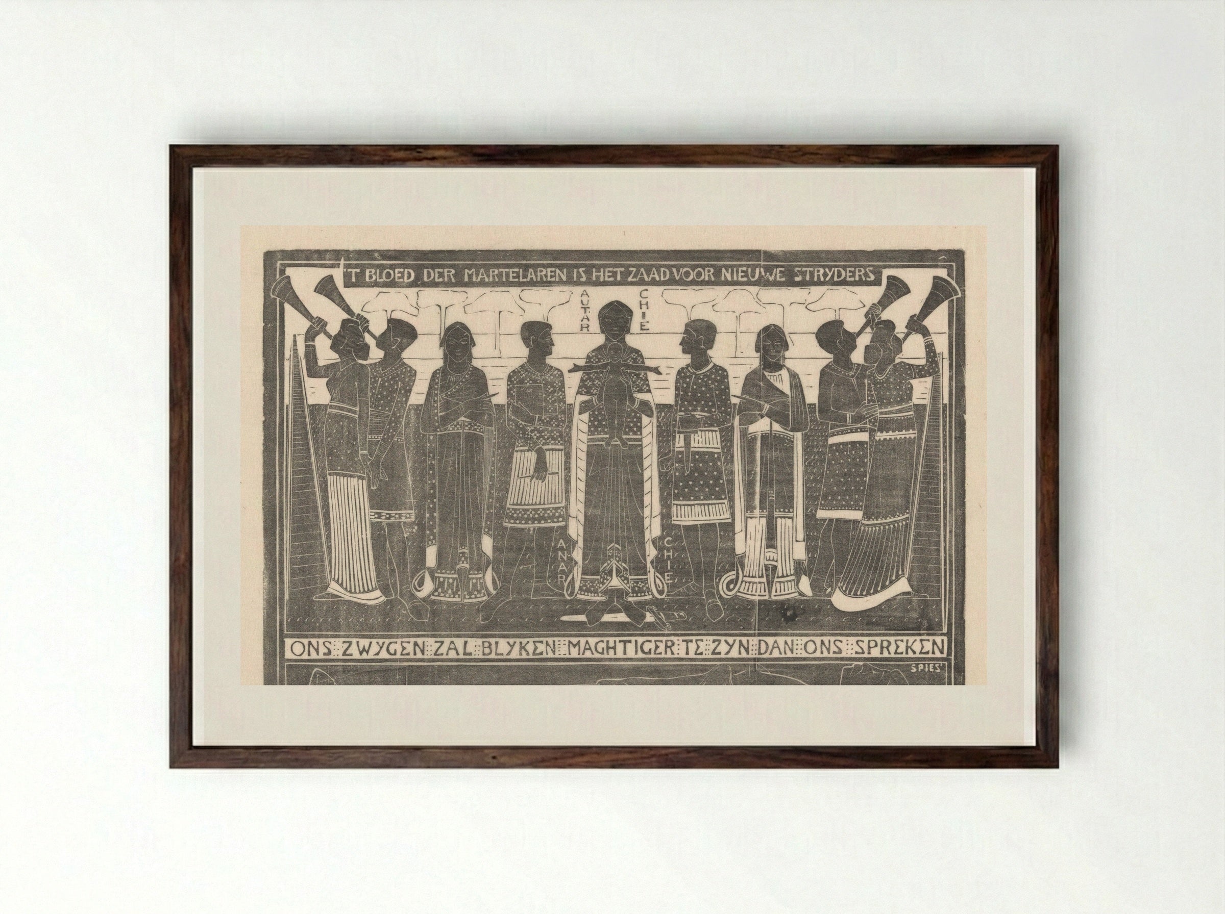 Herdenkingsprent voor de Haymarket-affaire - Karel Petrus Cornelis de Bazel - Framed Print Dark Wood