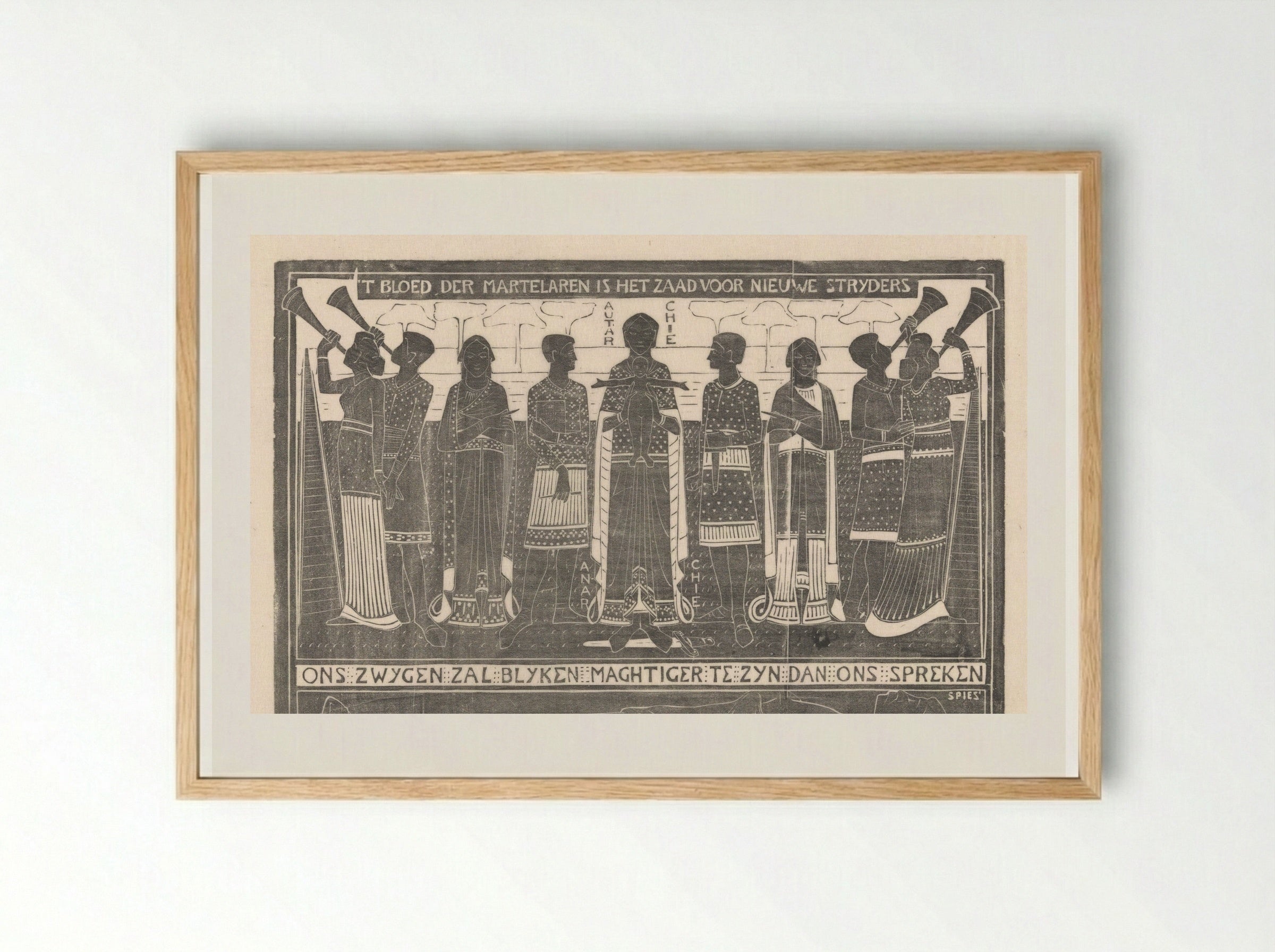 Herdenkingsprent voor de Haymarket-affaire - Karel Petrus Cornelis de Bazel - Framed Print Wood
