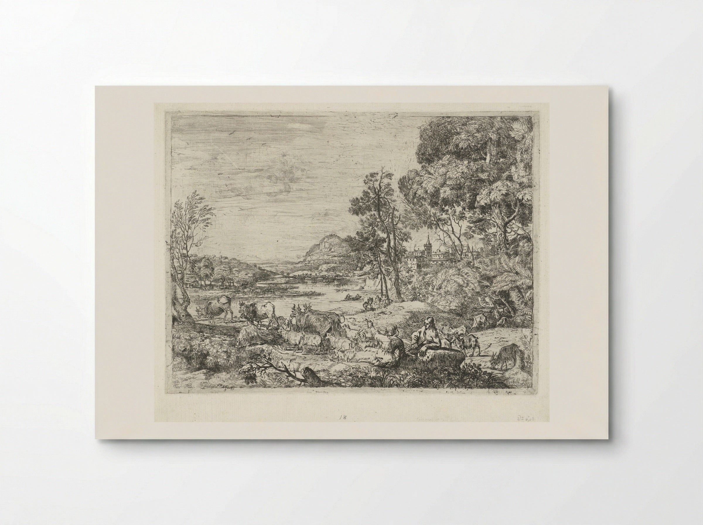Herder en herderin in gesprek - Claude Lorrain - Poster
