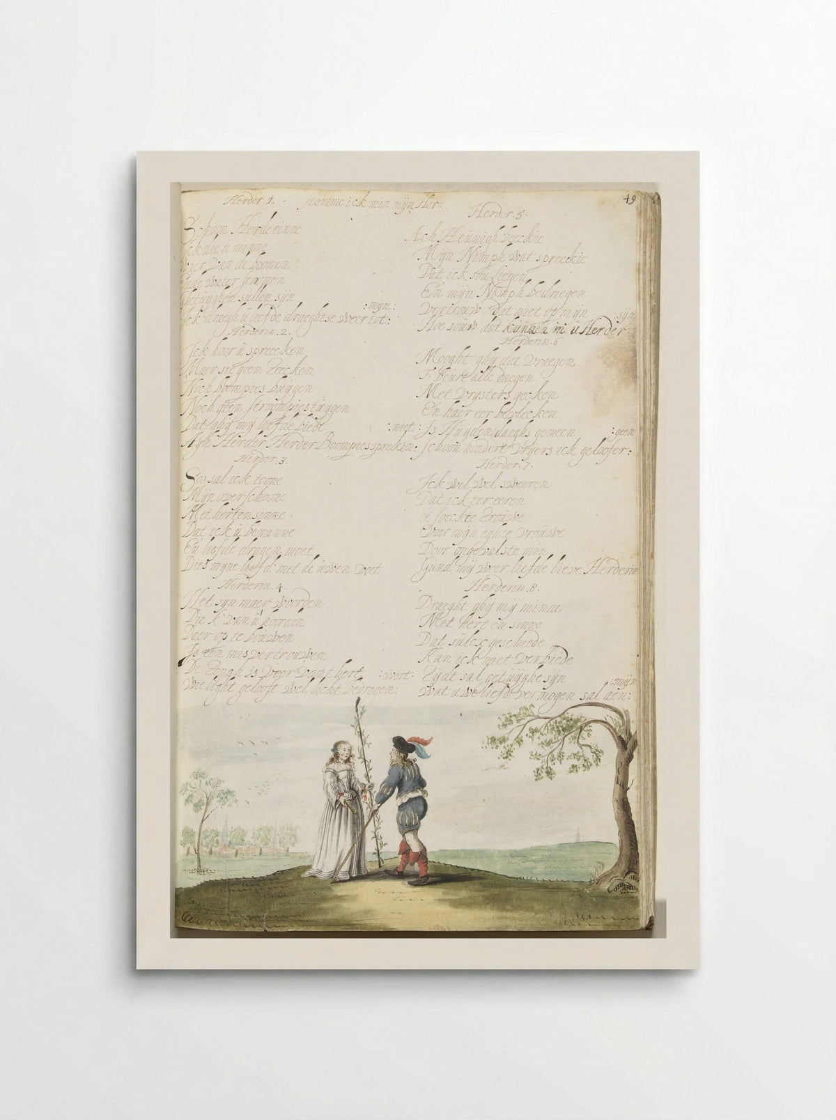 Herder en herderin in gesprek - Gesina ter Borch - Poster