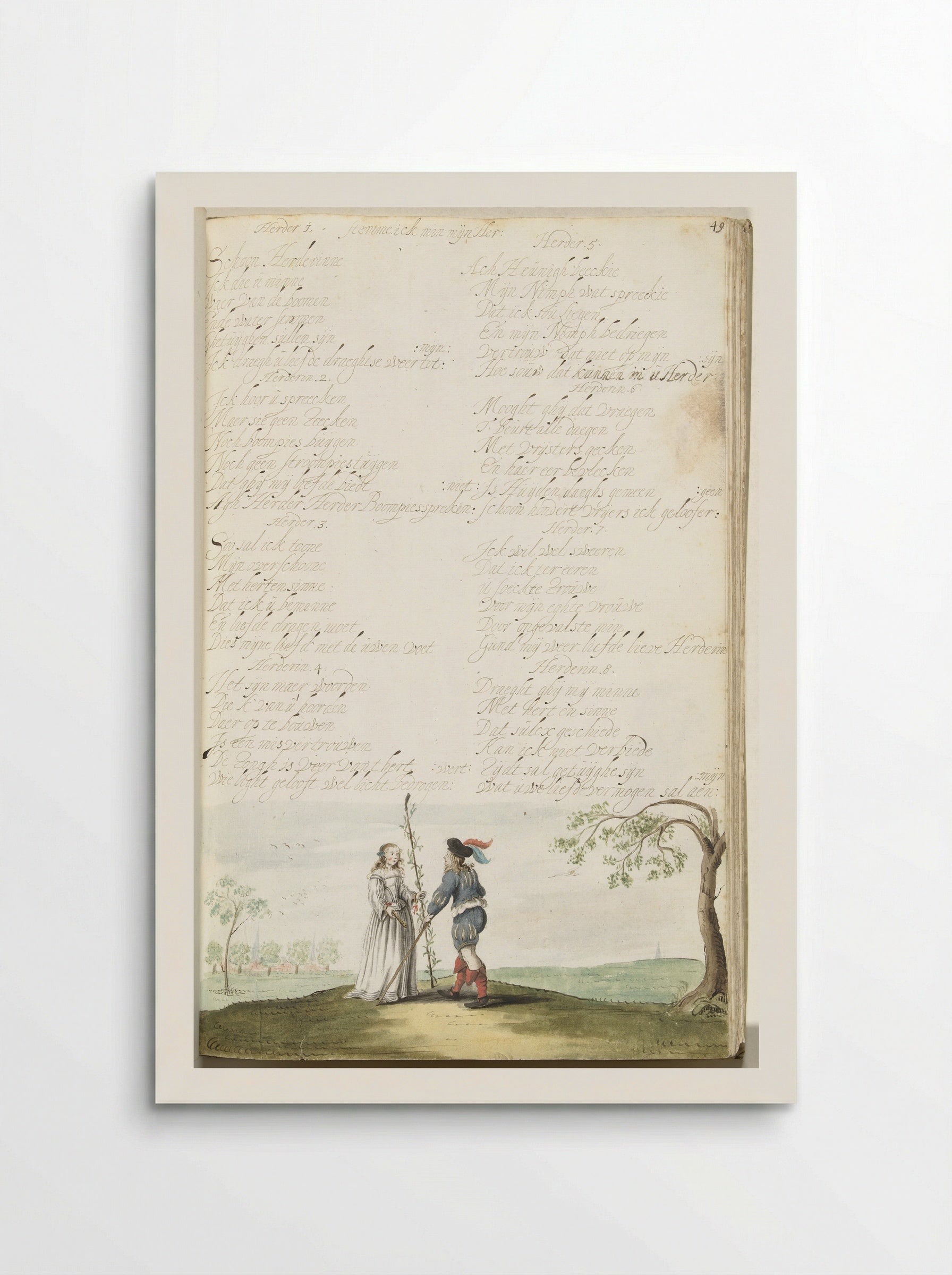 Herder en herderin in gesprek - Gesina ter Borch - Poster