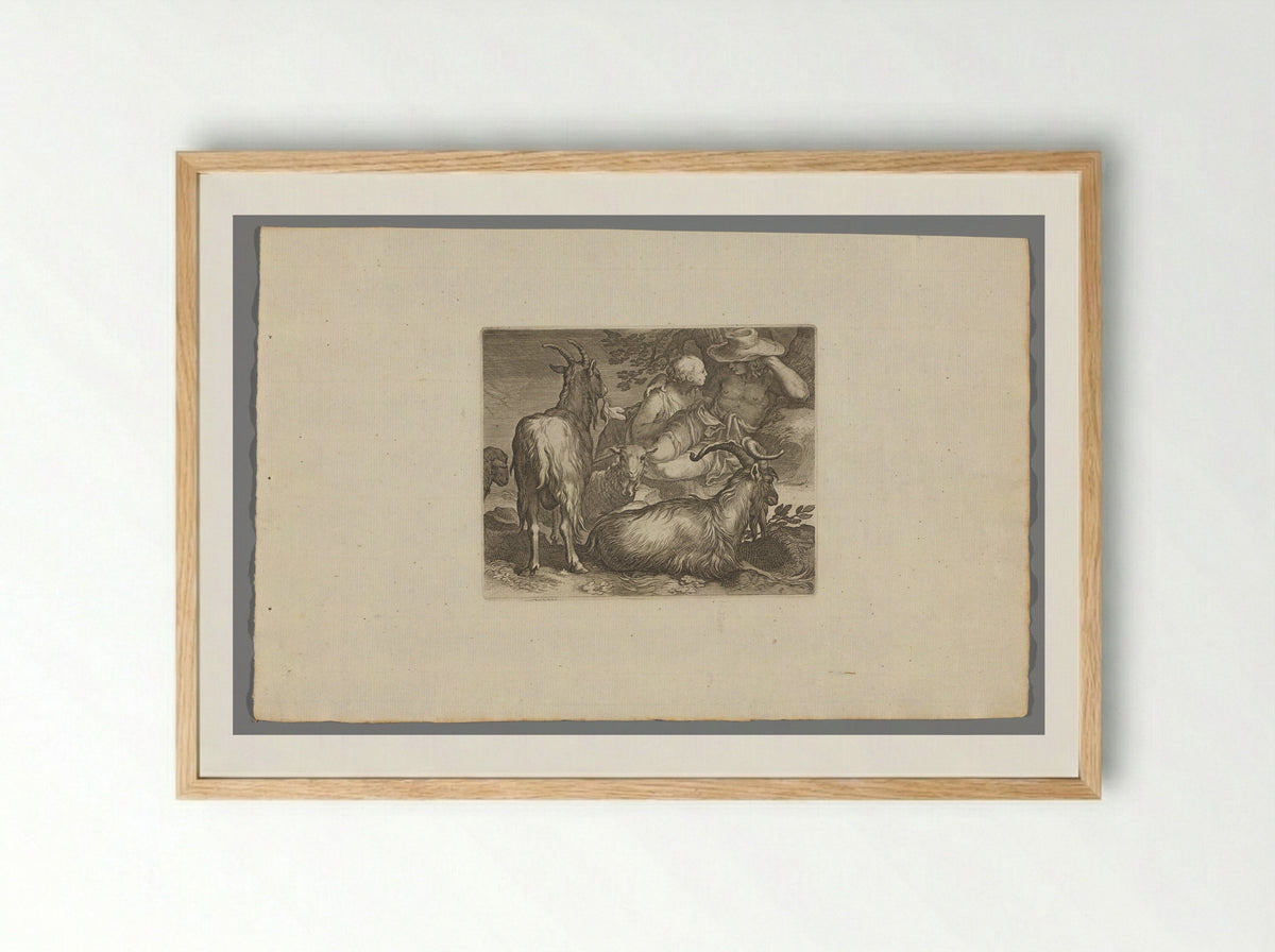 Herder en herderin met geiten - Boëtius Adamsz. Bolswert - Framed Print Wood