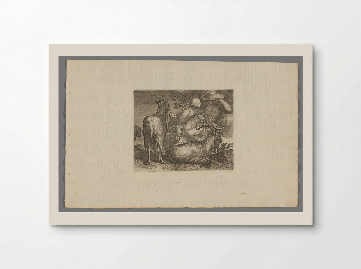 Herder en herderin met geiten - Boëtius Adamsz. Bolswert - Poster
