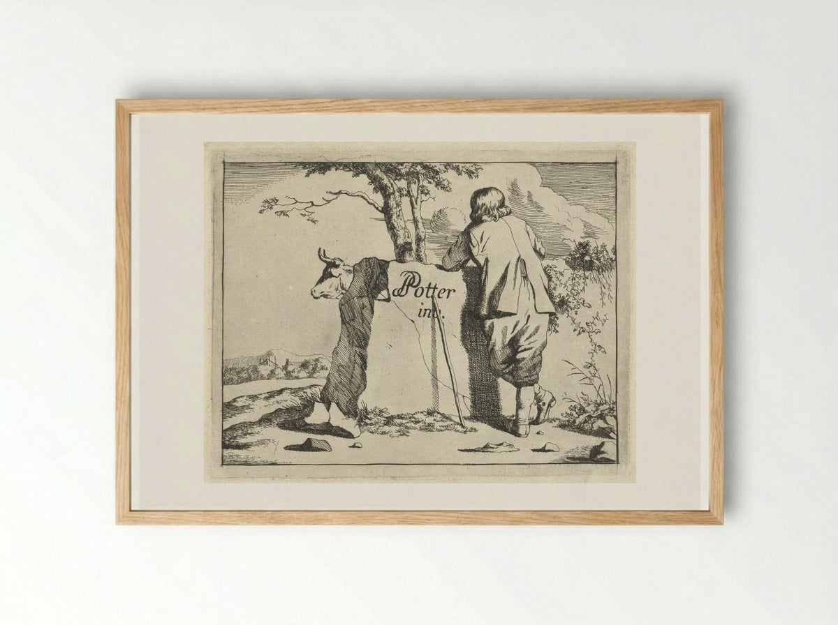 Herder en rund - Marcus de Bye - Framed Print Wood