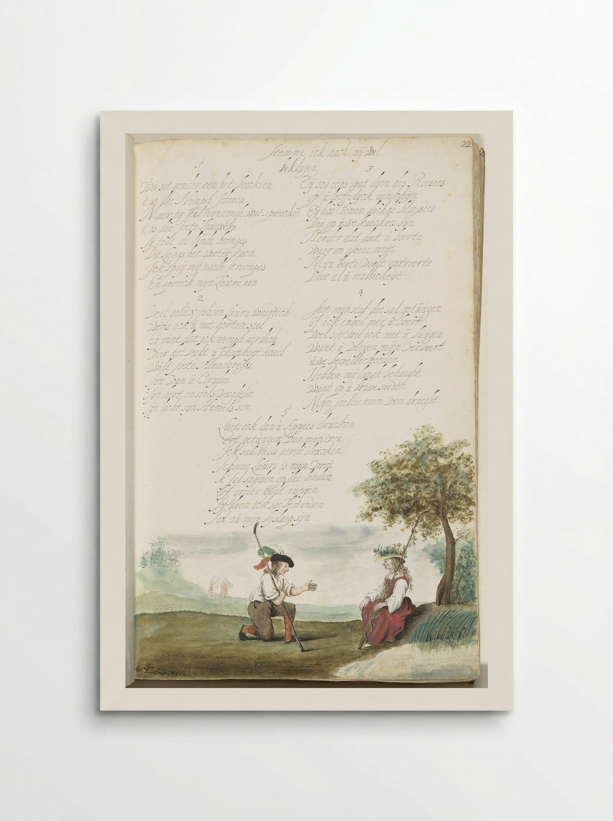Herder knielend voor een herderin - Gesina ter Borch - Poster
