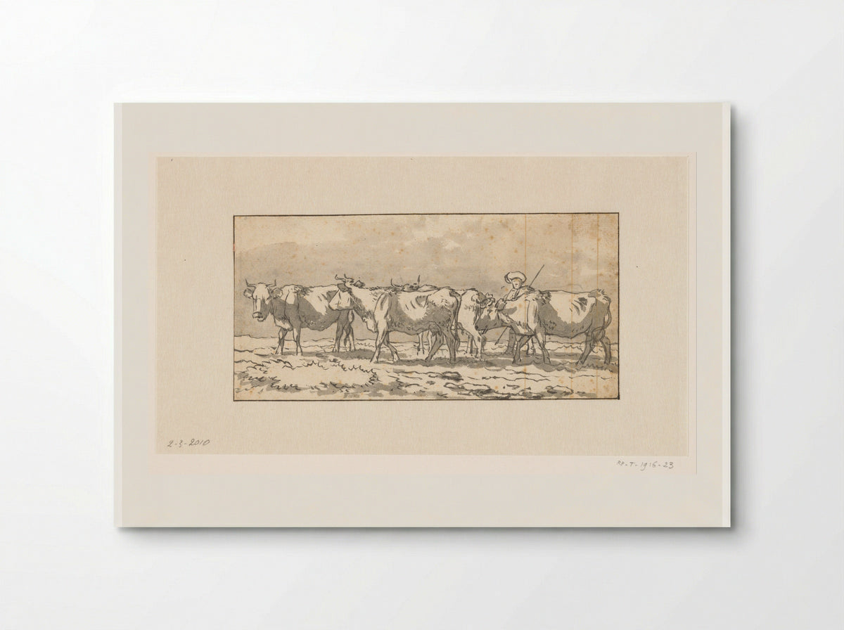 Herder met kudde koeien in de wei - Wouter Johannes van Troostwijk - Poster