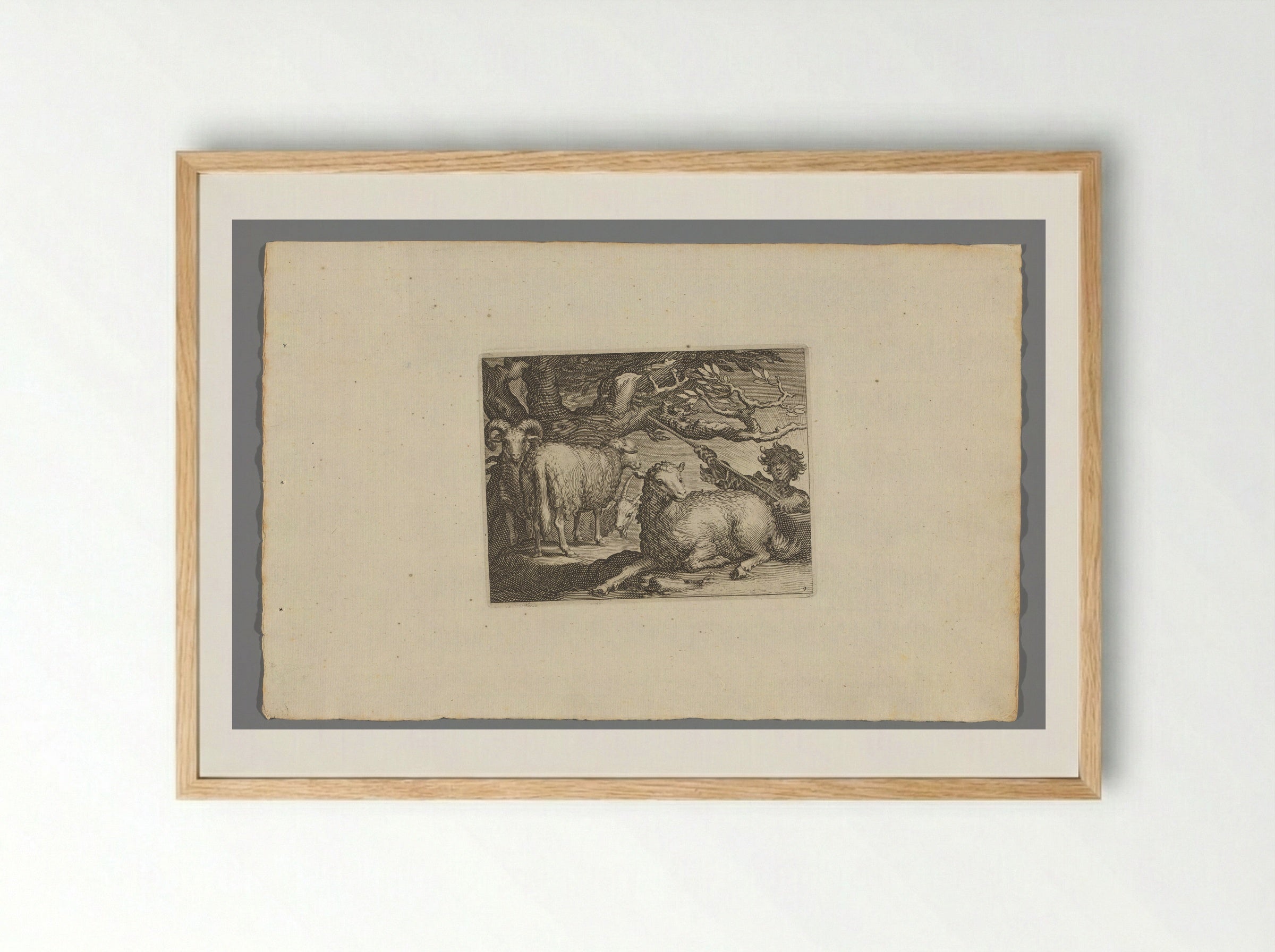 Herder met schapen (Shepherd with Sheep) - Boëtius Adamsz. Bolswert - Framed Print Wood