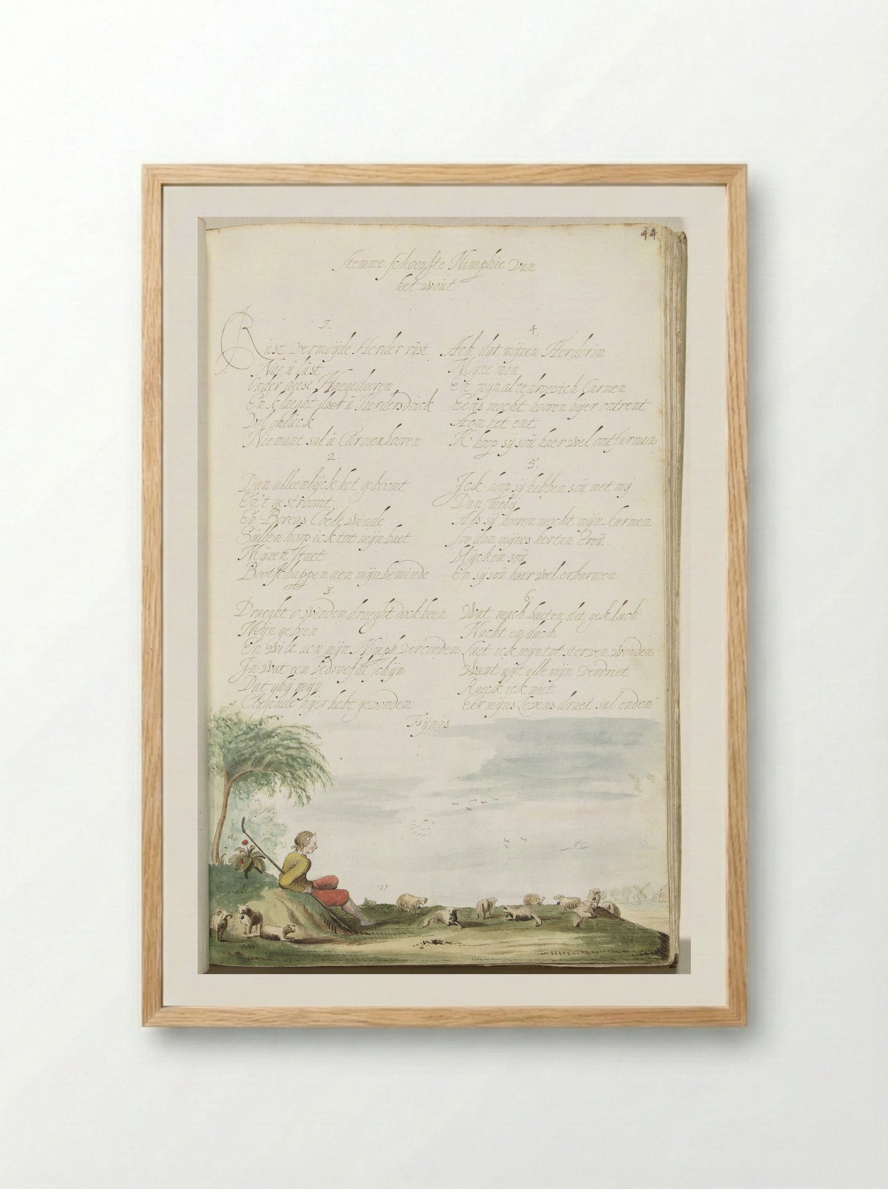 Herder op een heuveltje, kijkend naar zijn schapen - Gesina ter Borch - Framed Print Wood