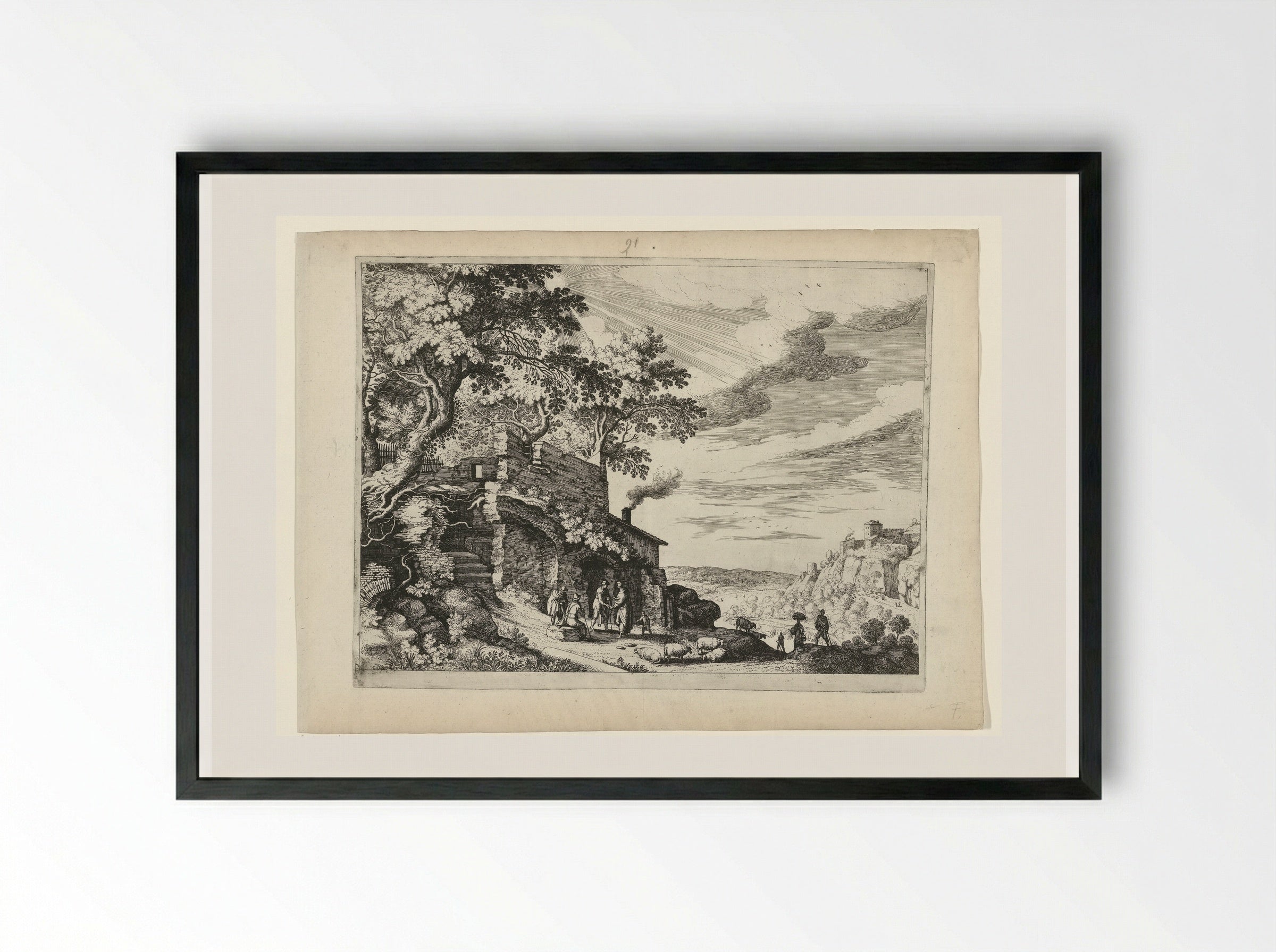 Herders bij een ruïne - Guilliam van Nieulandt (II) - Framed Print Black