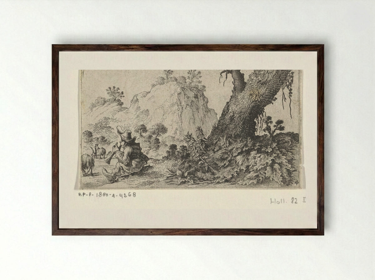 Herdersjongen (Shepherd Boy) - Gillis van Scheyndel (I) - Framed Print Dark Wood