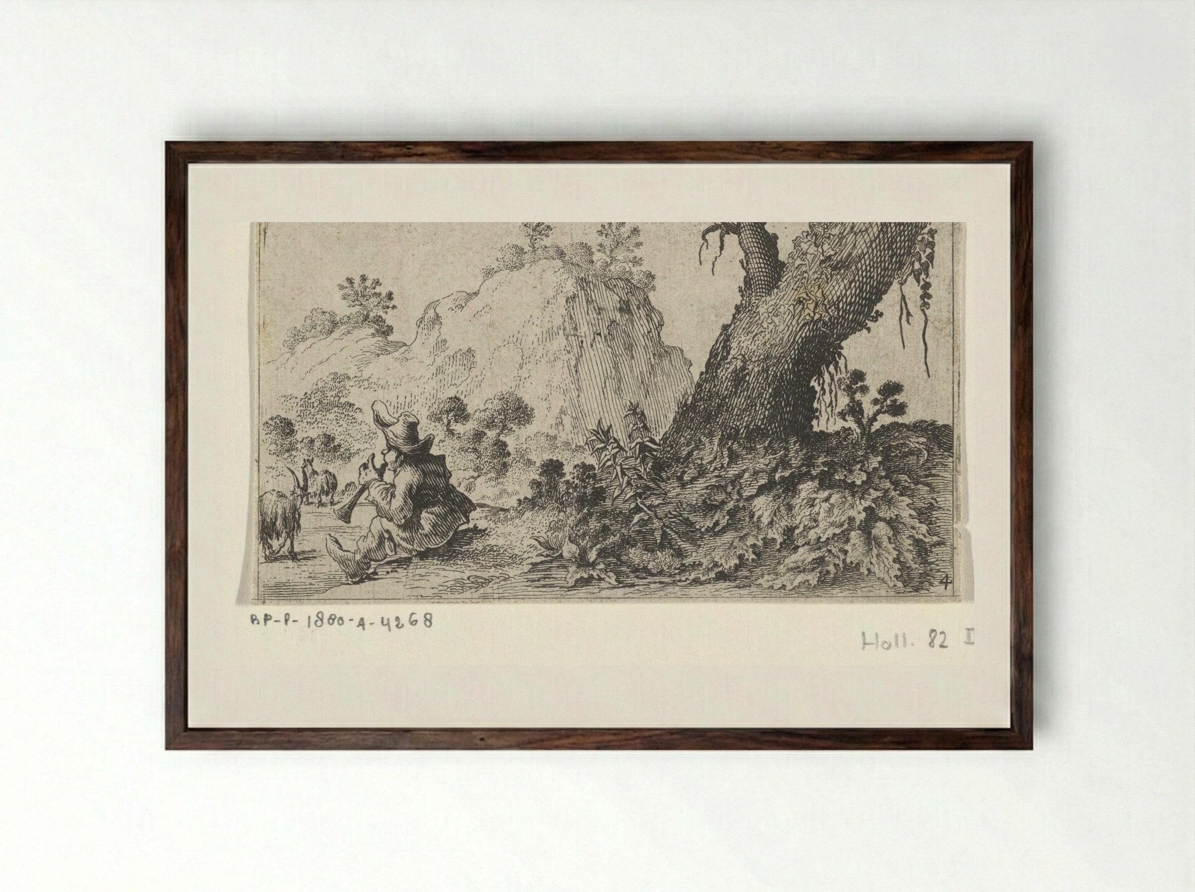 Herdersjongen (Shepherd Boy) - Gillis van Scheyndel (I) - Framed Print Dark Wood