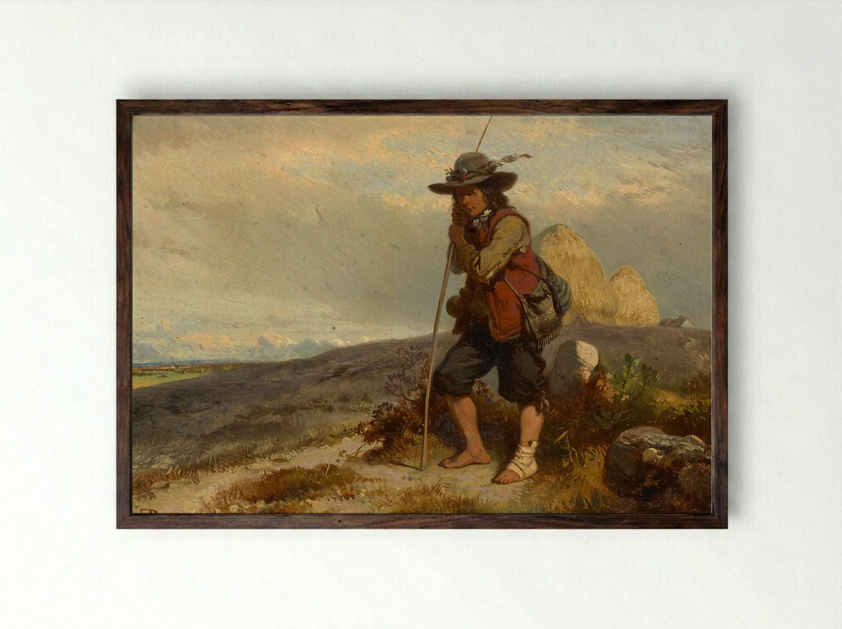 Herdersjongen - Eugène Modeste Edmond Lepoittevin - Framed Print Dark Wood