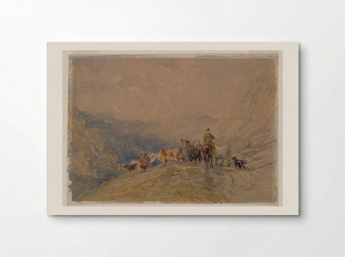 Herding Cattle in the Mountains - David Cox - Poster