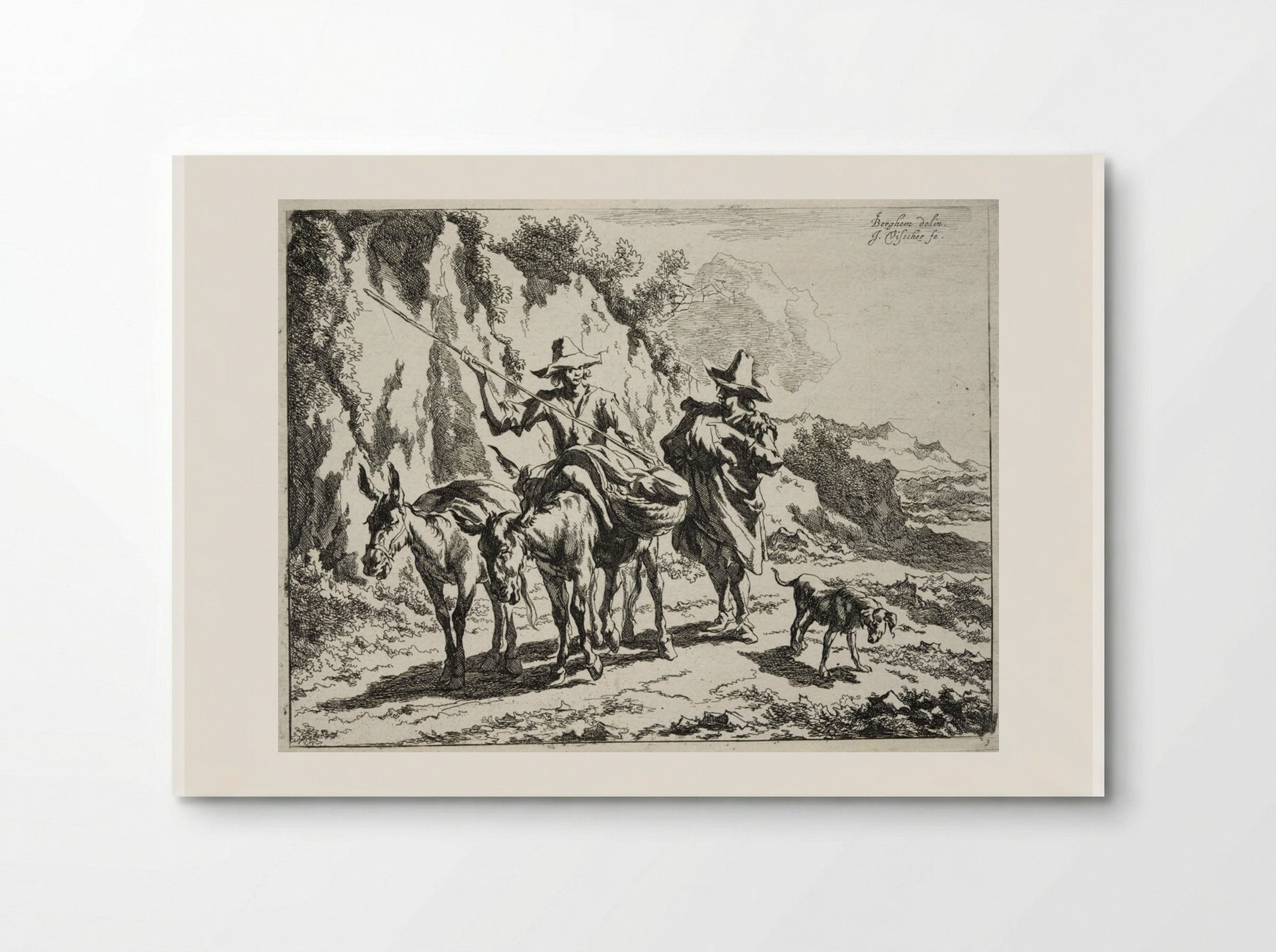 Herdsman Addressing a Young Herdsman Riding a Donkey - Johannes Visscher - Poster