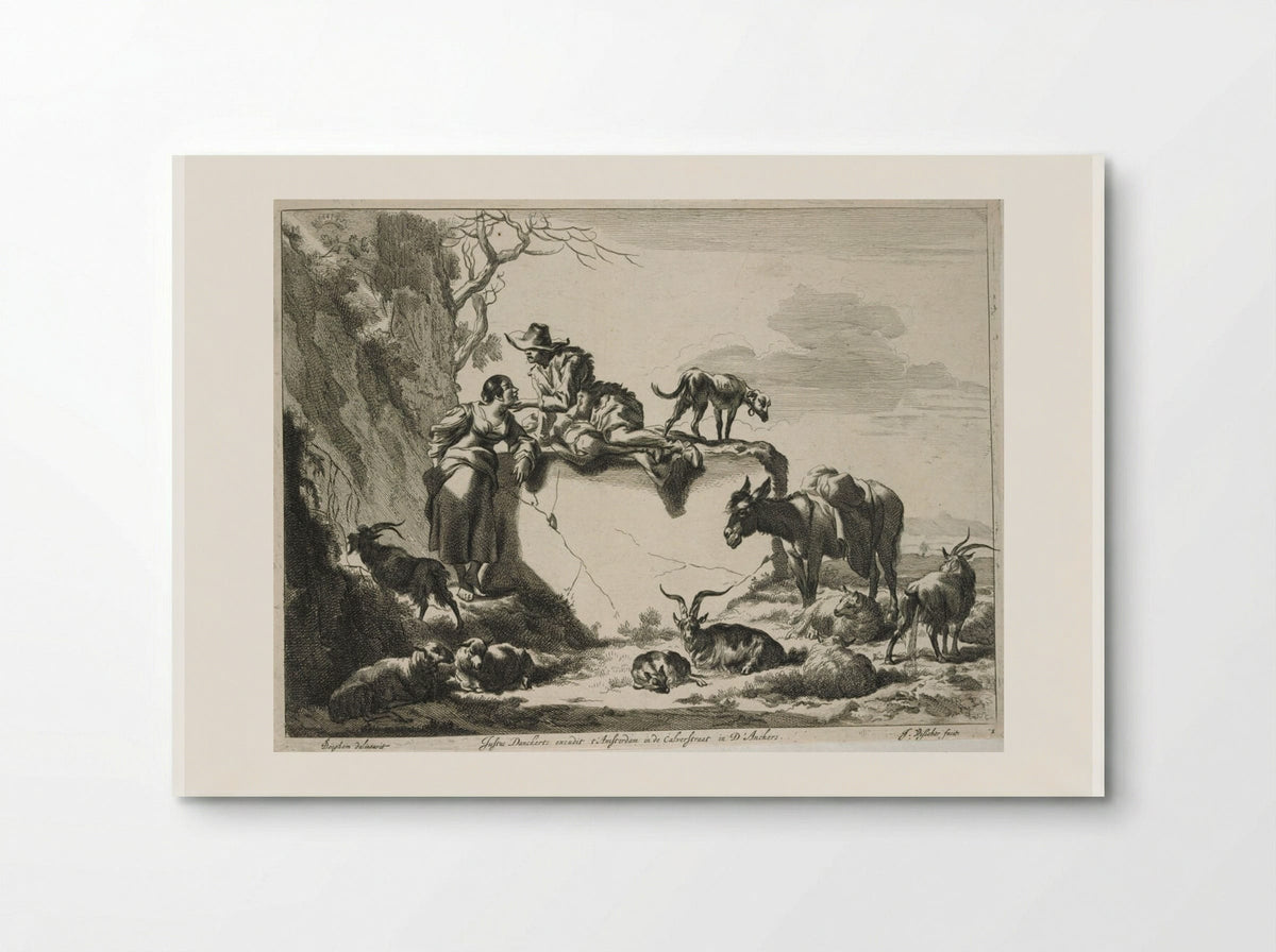 Herdsman Caressing a Girl - Johannes Visscher - Poster