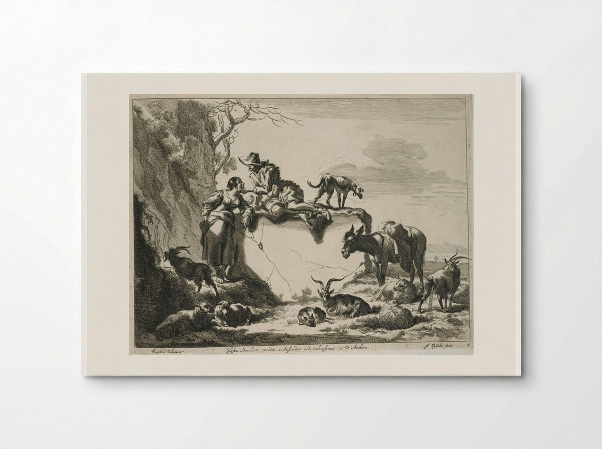 Herdsman Caressing a Girl - Johannes Visscher - Poster