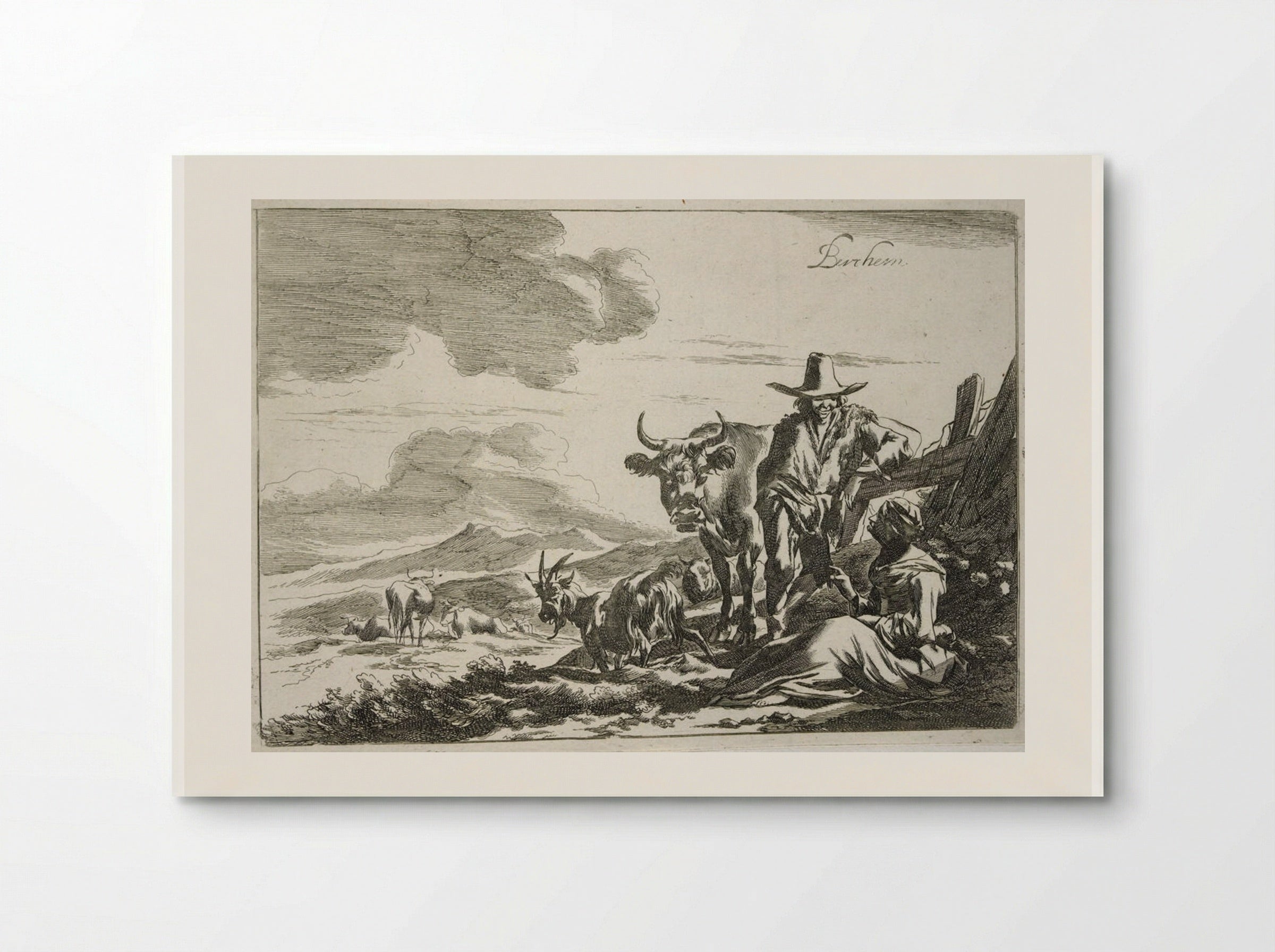 Herdsman Talking to a Seated Woman - Johannes Visscher - Poster