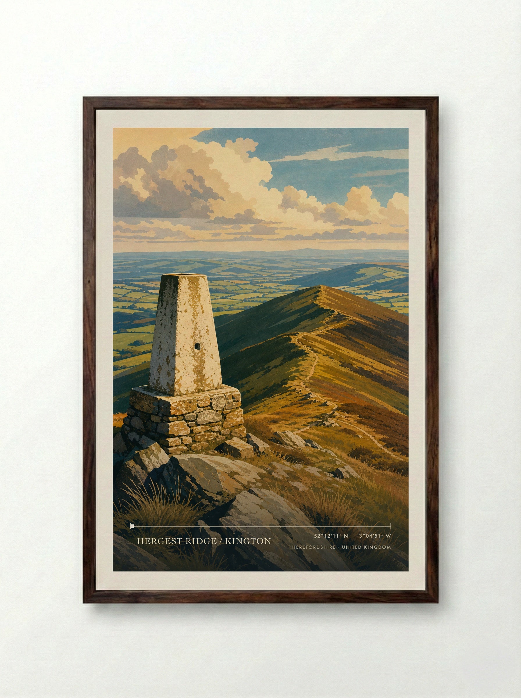 Hergest Ridge / Kington Herefordshire United Kingdom Travel Poster - Framed Print Dark Wood