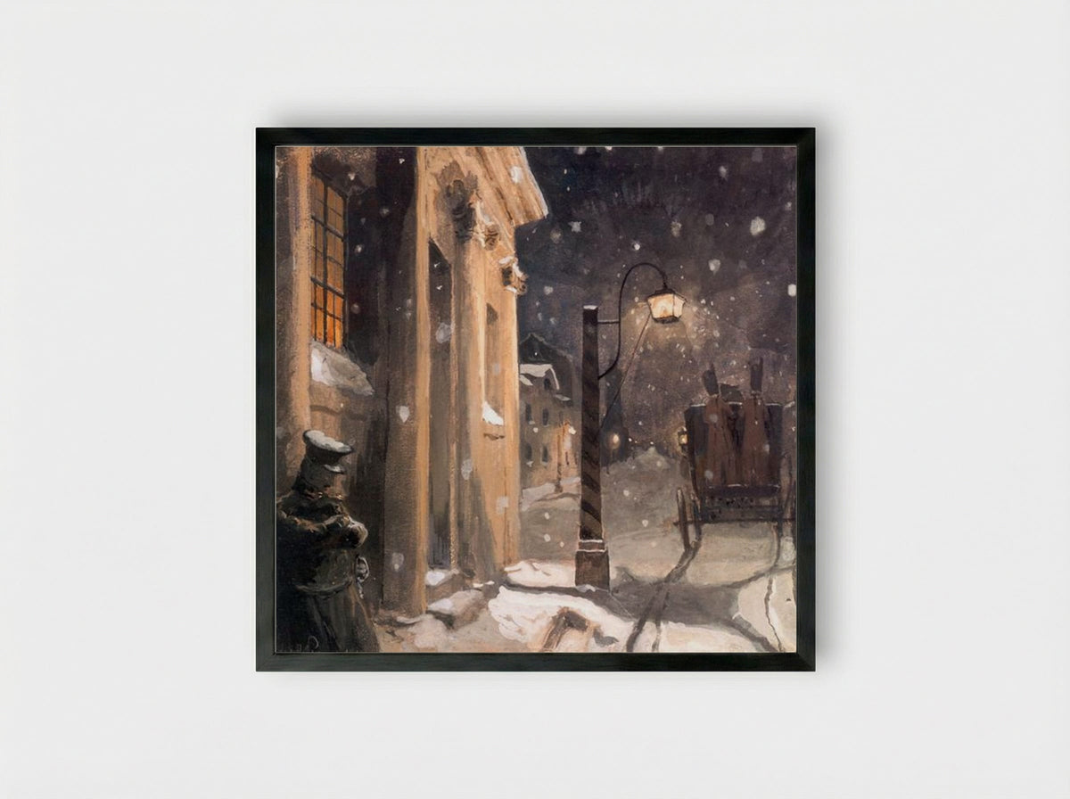 Hermann at the entrance to the countess - Alexandre Benois - Framed Print Black