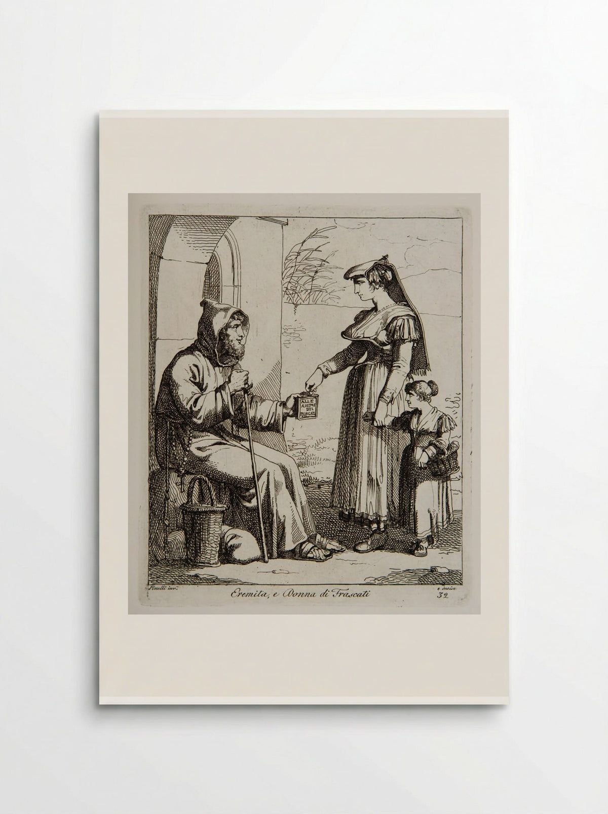 Hermit and Woman from Frascati - Bartolomeo Pinelli - Poster