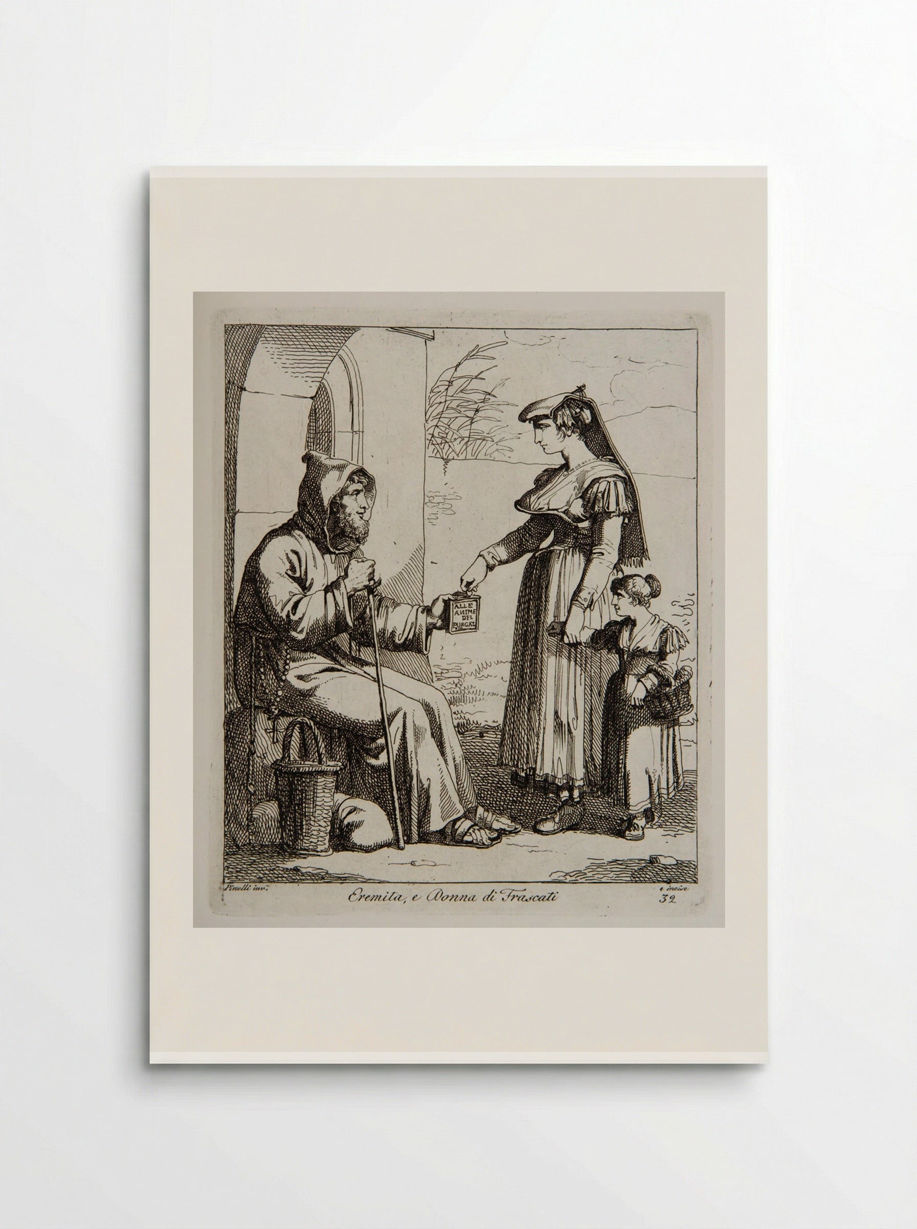 Hermit and Woman from Frascati - Bartolomeo Pinelli - Poster