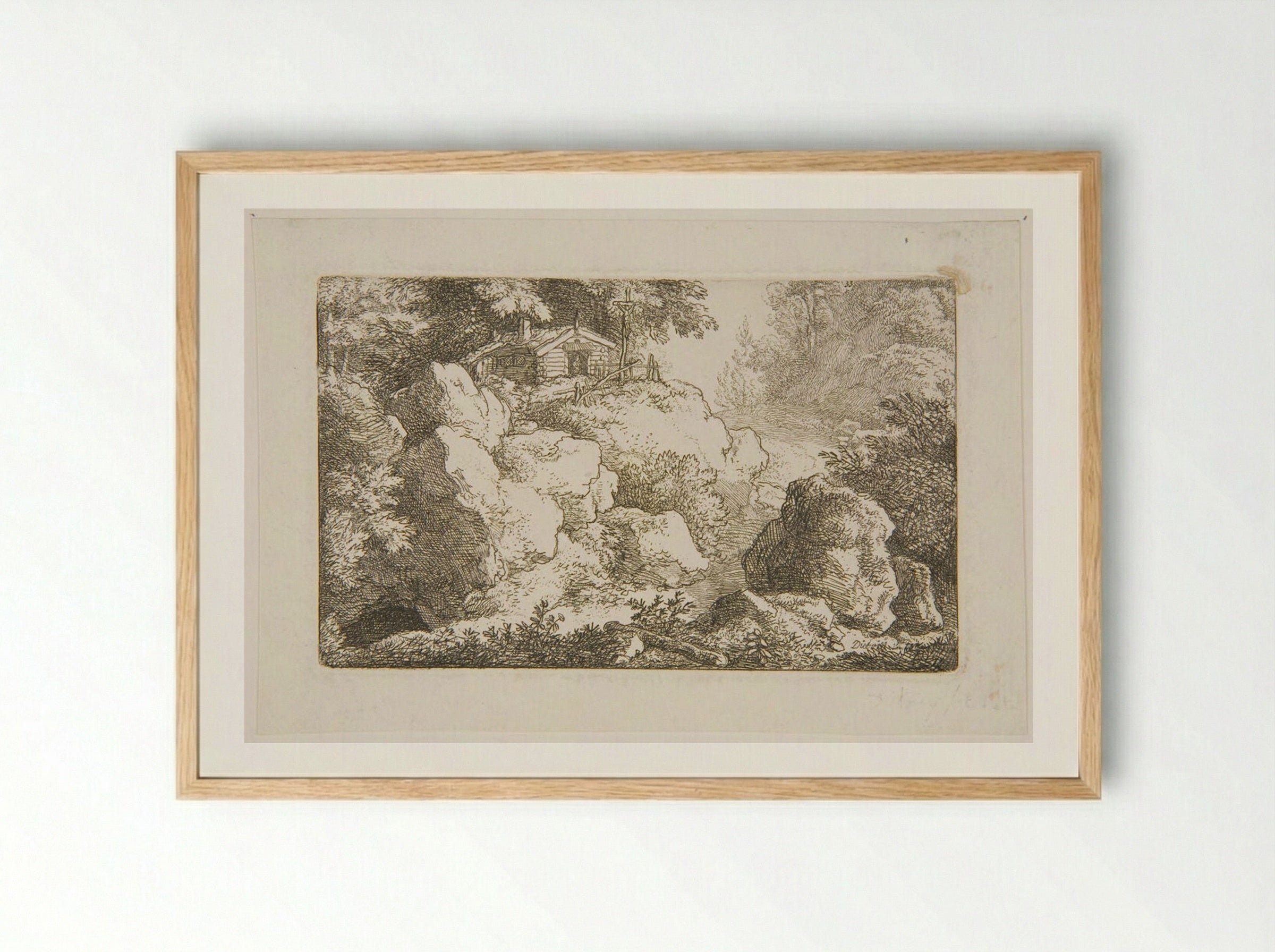 Hermit's Hut on a Hill - Christian Wilhelm Ernst Dietrich - Framed Print Wood
