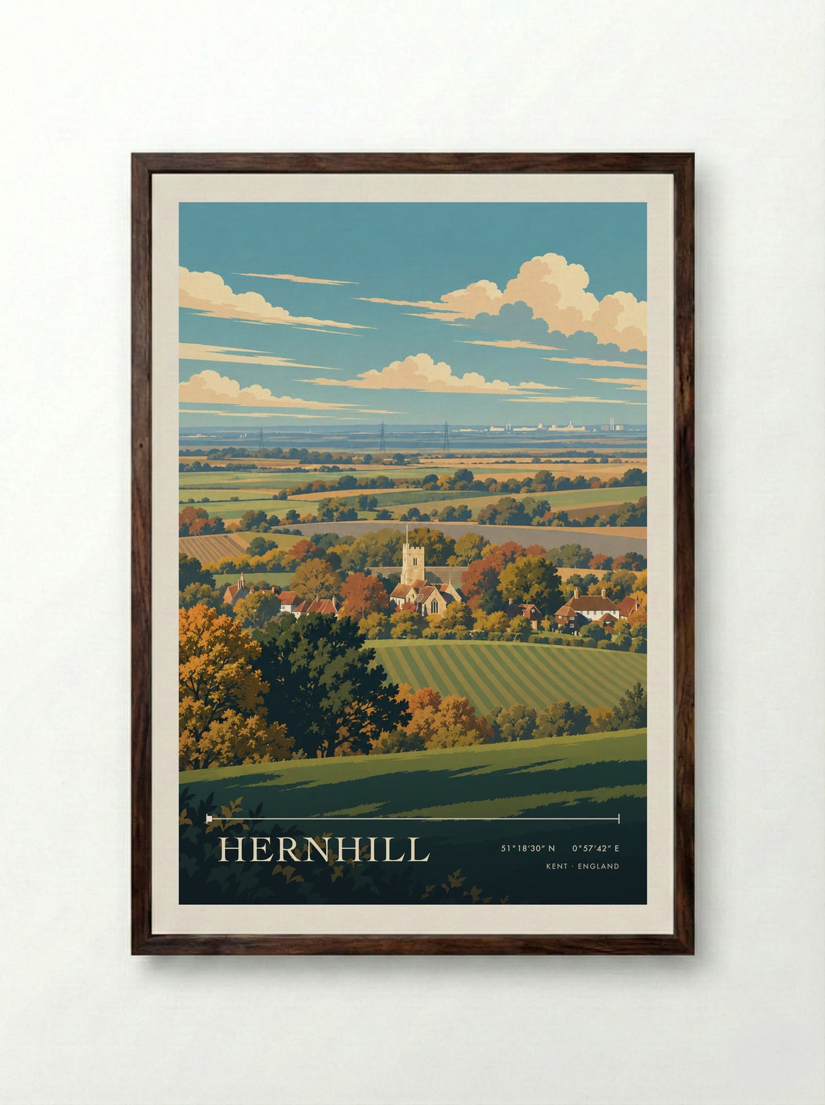 Hernhill, Kent | Travel Poster - Framed Print Dark Wood