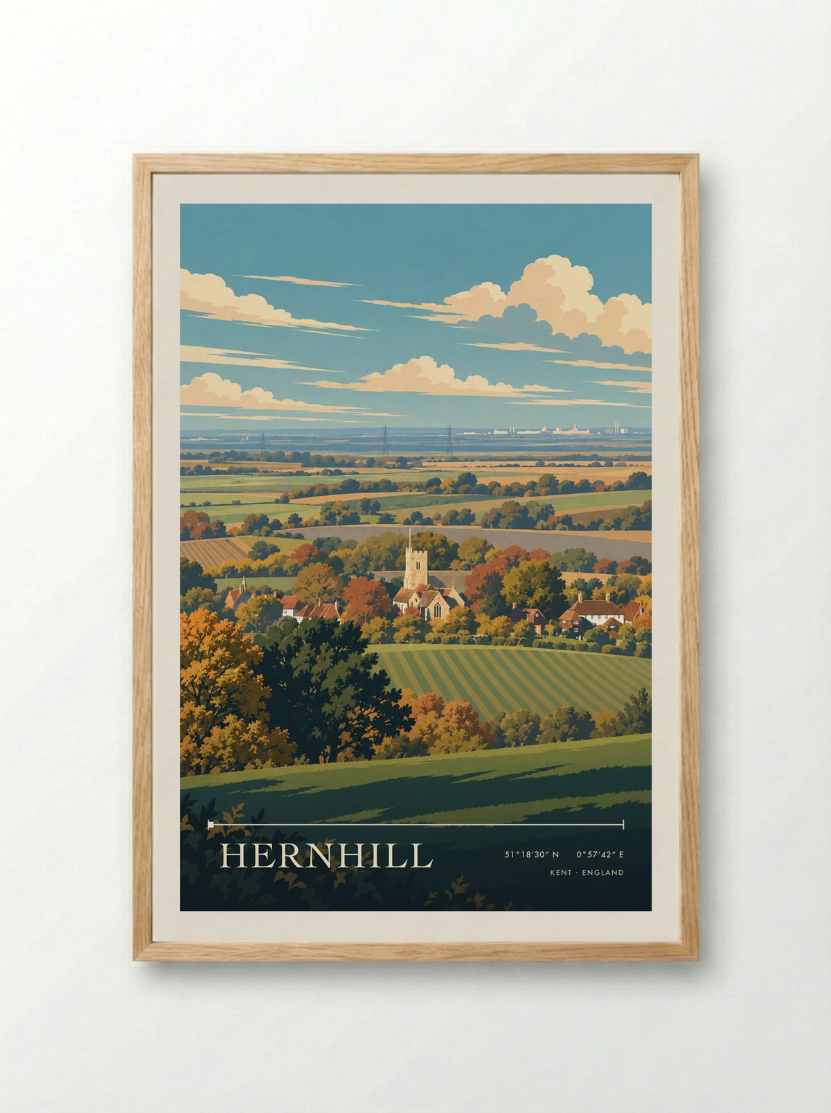 Hernhill, Kent | Travel Poster - Framed Print Wood