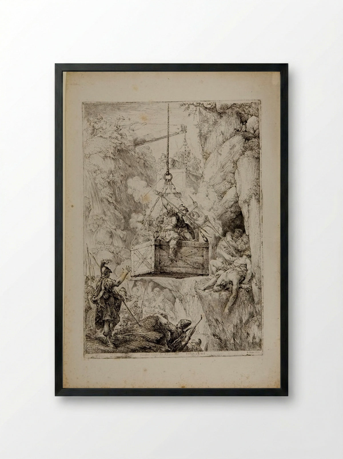 Herod Destroying a Band of Robbers - Christian Bernhard Rode - Framed Print Black