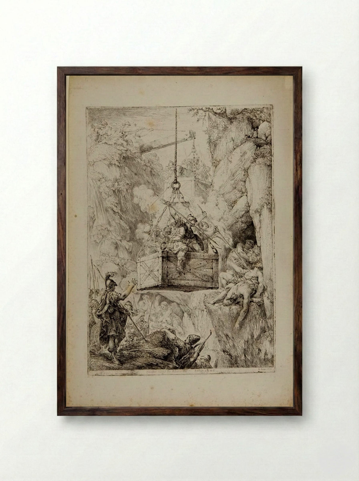 Herod Destroying a Band of Robbers - Christian Bernhard Rode - Framed Print Dark Wood