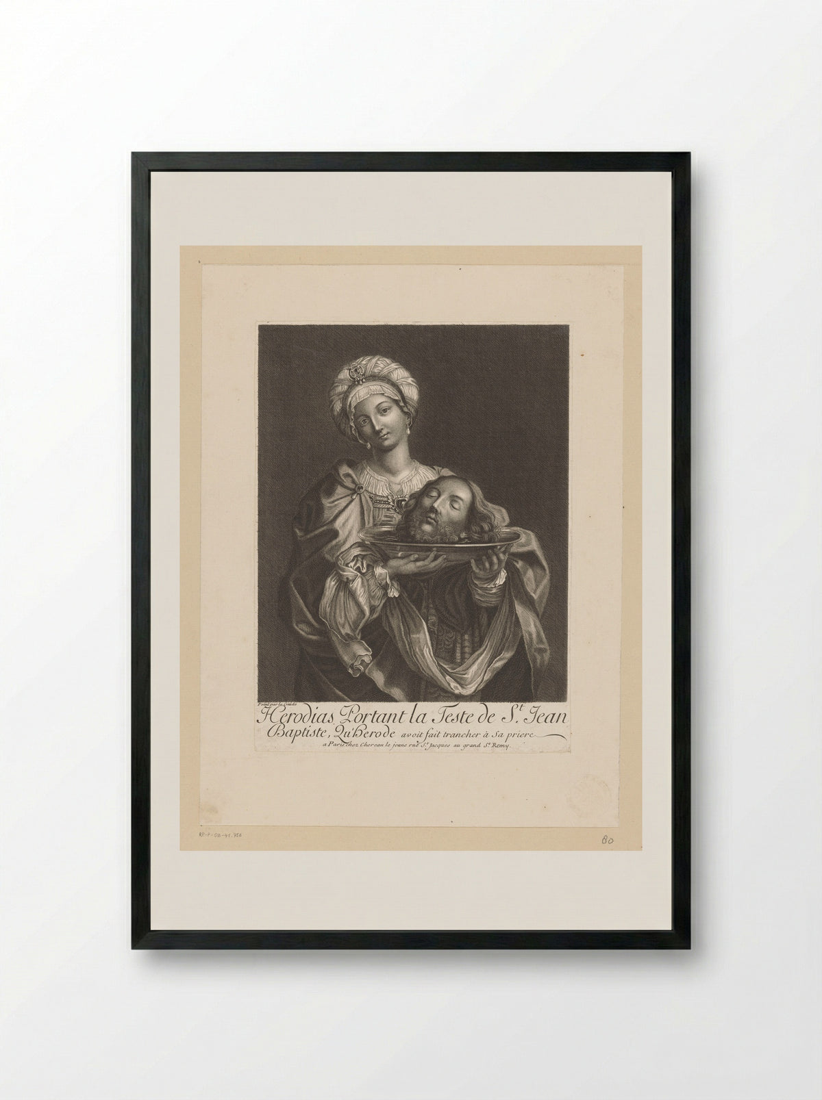 Herodias with the Head of Saint John the Baptist - Nicolas Bazin - Framed Print Black