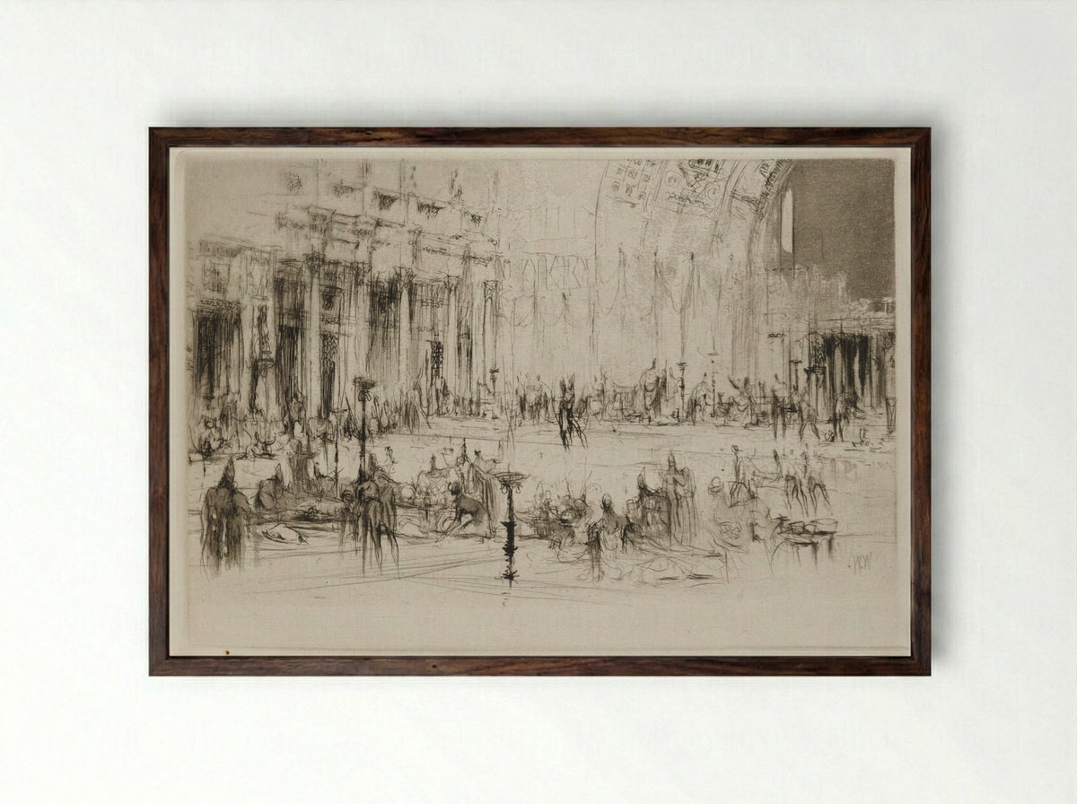 Herodias: Page 39, The guests filled the banquet hall - William Walcot - Framed Print Dark Wood