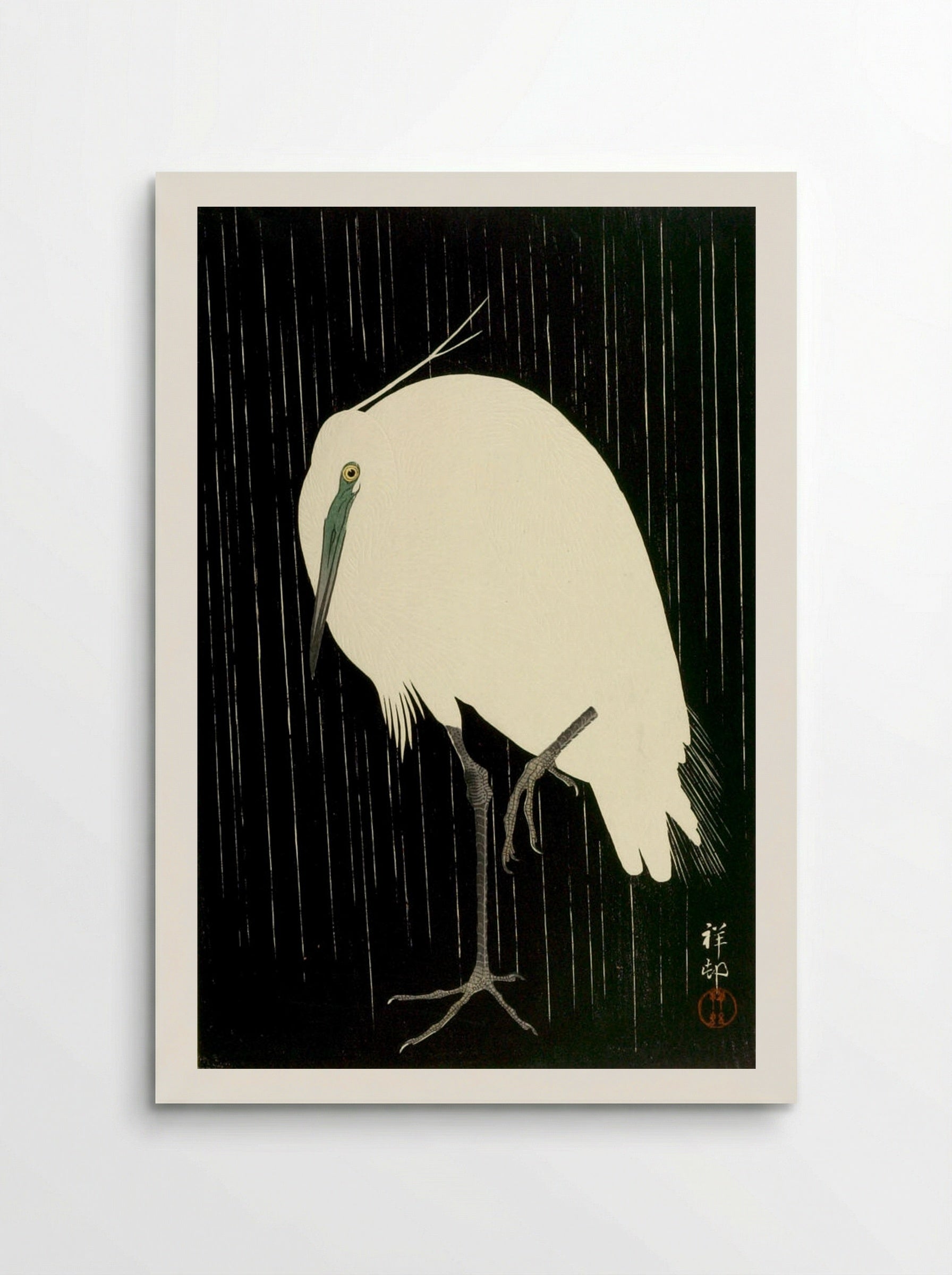 Heron in the Rain - Ohara Koson - Poster