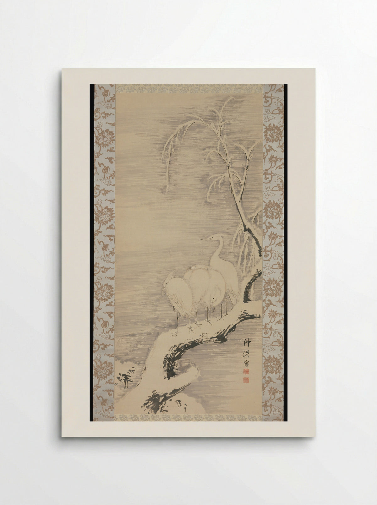 Herons in the Snow - Nakabayashi Chikutō - Poster