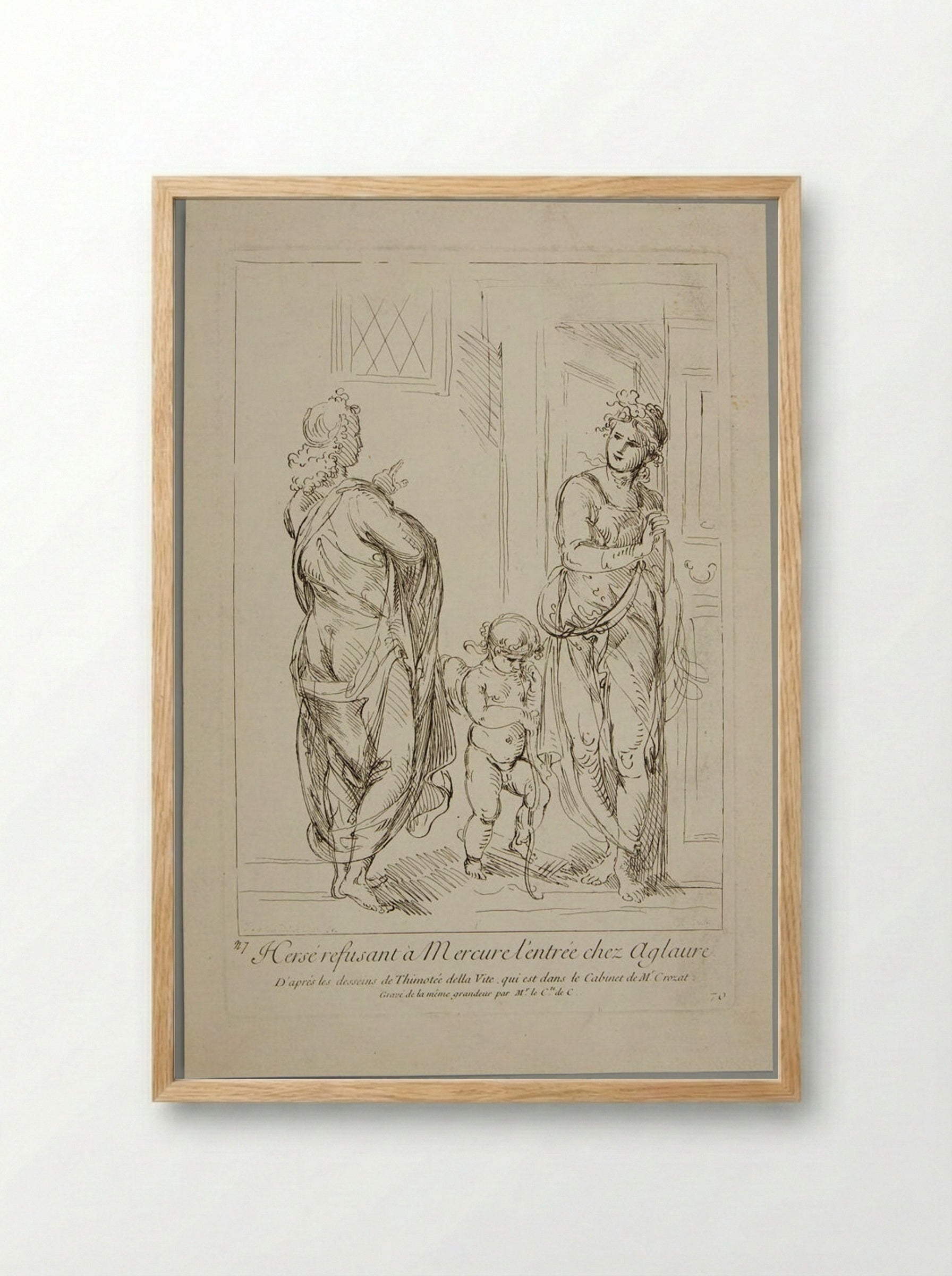 Herse Refusing Mercury Entrance to Aglauros' House - Anne Claude de Philippe, Comte de Caylus - Framed Print Wood