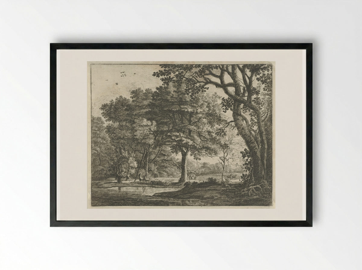 Herten in het Haagse Bos - Roelant Roghman - Framed Print Black