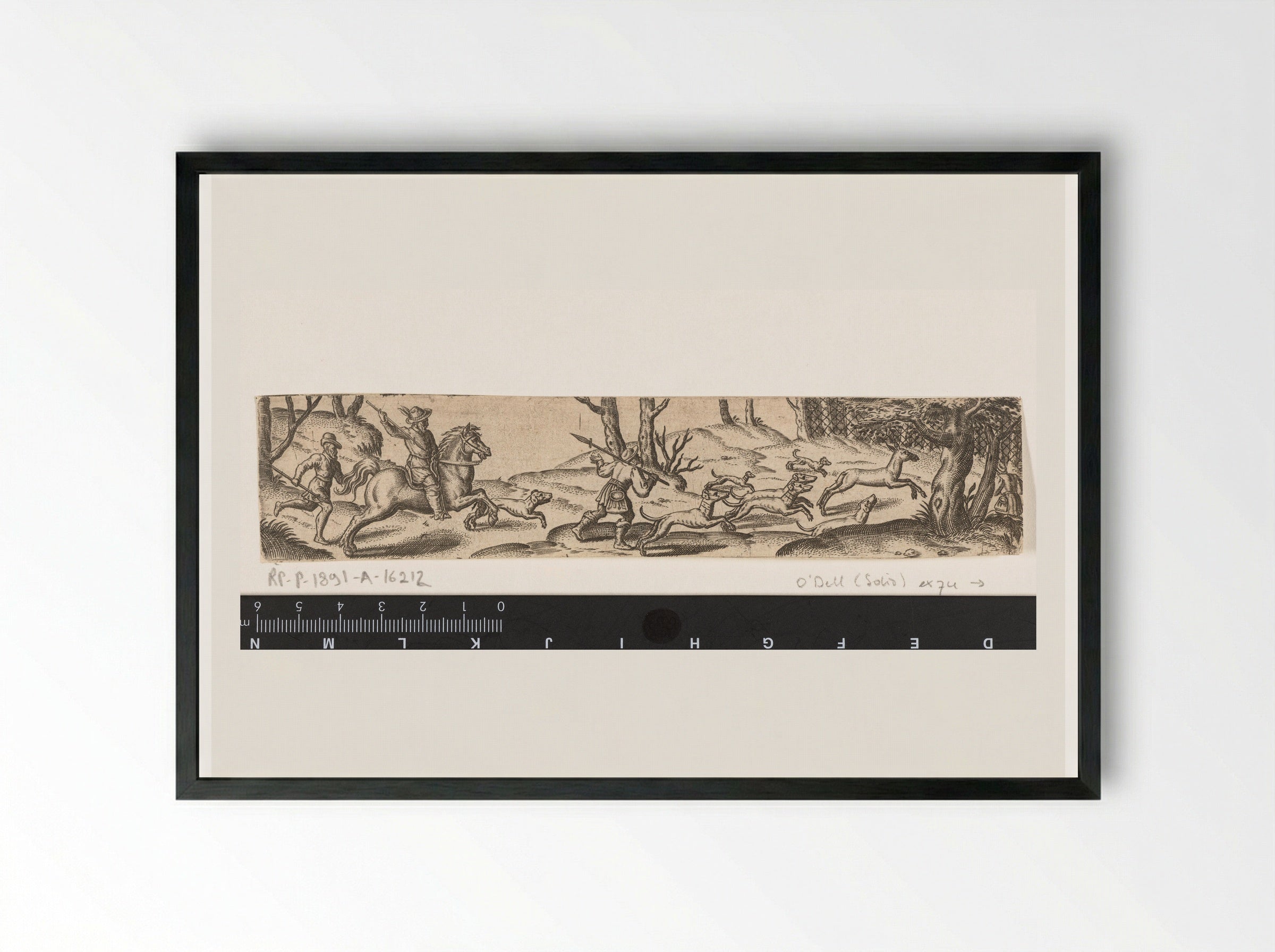 Hertenjacht (Stag Hunt) - Abraham de Bruyn - Framed Print Black