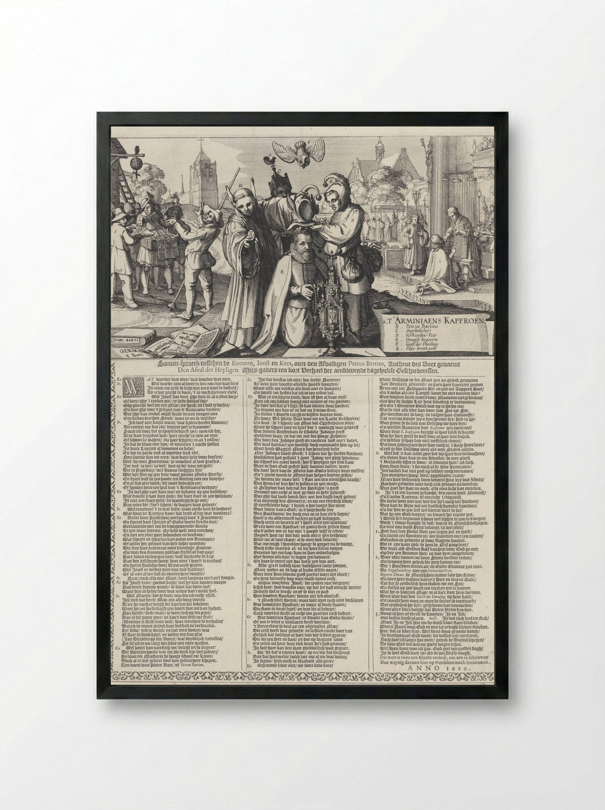 Het Arminiaans Kaproen - Claes Jansz. Visscher (II) - Framed Print Black