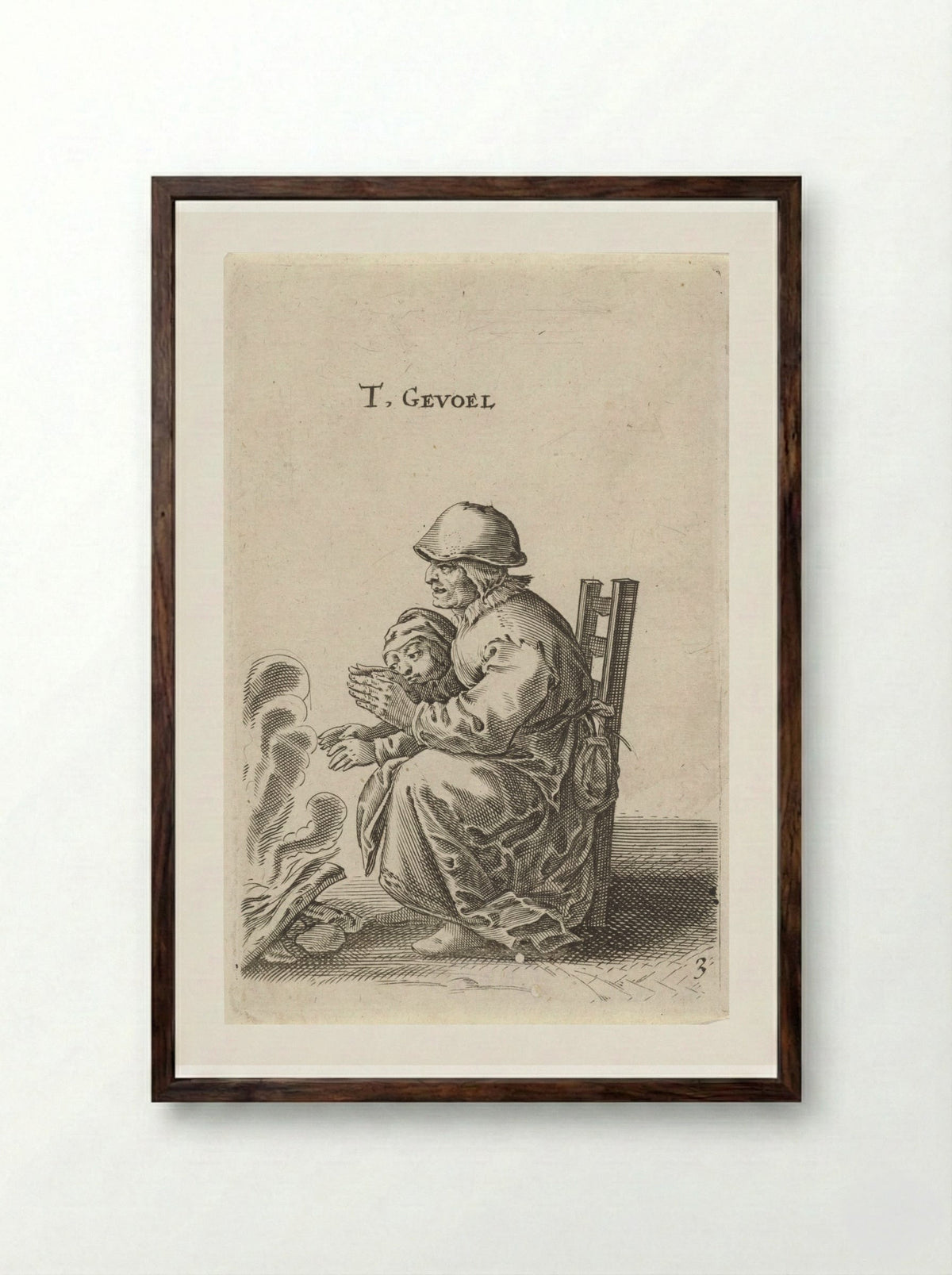 Het Gevoel (The Sense of Touch) - Salomon Savery - Framed Print Dark Wood