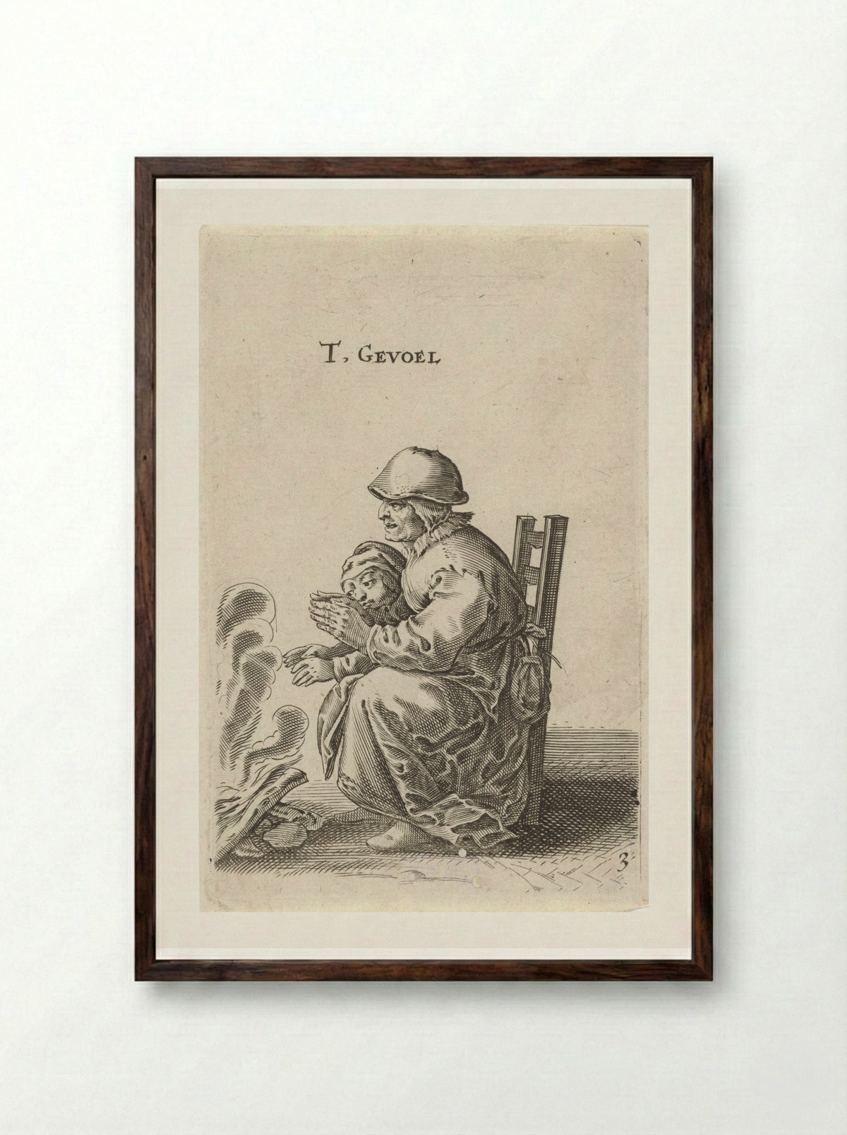 Het Gevoel (The Sense of Touch) - Salomon Savery - Framed Print Dark Wood