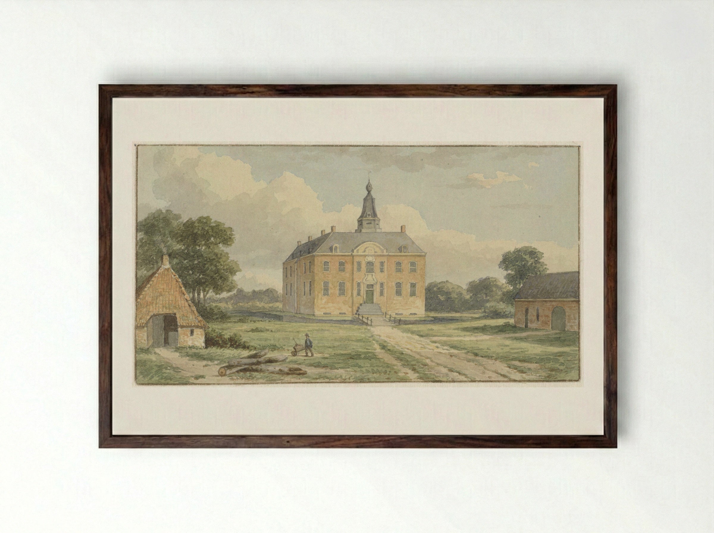 Het Huis Nettelhorst, bij Lochem - Christianus Hendricus Hein - Framed Print Dark Wood