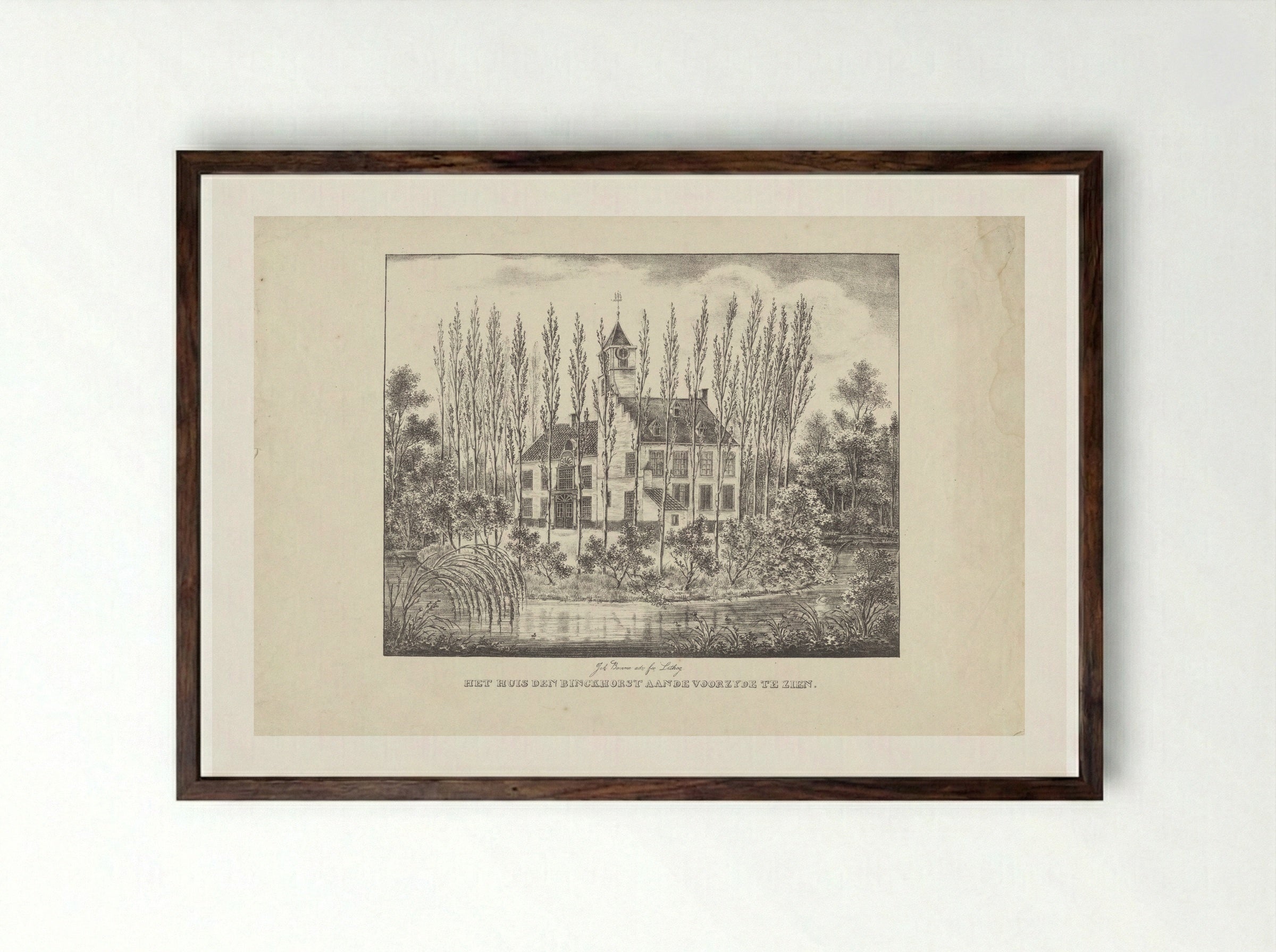 Het Huis den Binckhorst Aande Voorzyde Te Zien - Joannes Bemme - Framed Print Dark Wood