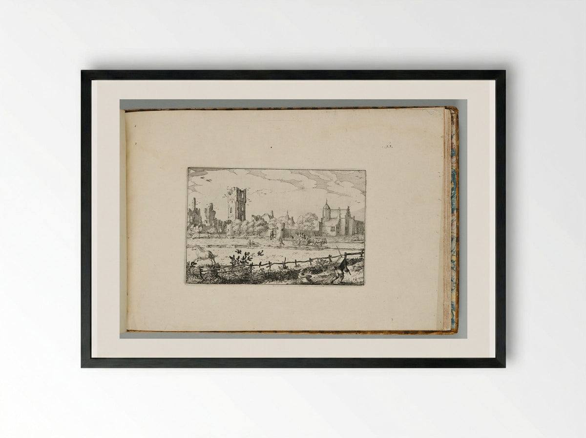 'Het Huis te Cleef,' near Haarlem - Claes Jansz. Visscher - Framed Print Black