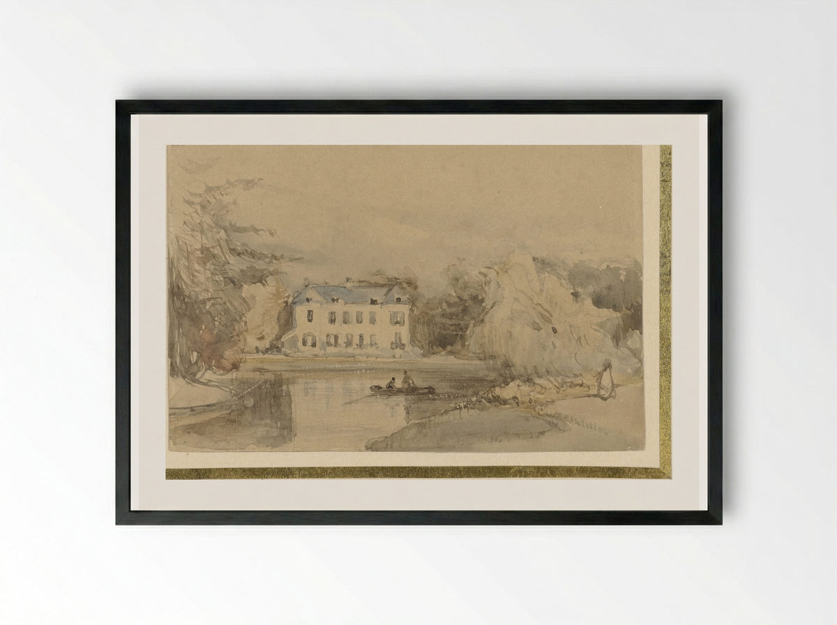 Het Huis te Leede - Johannes Bosboom - Framed Print Black