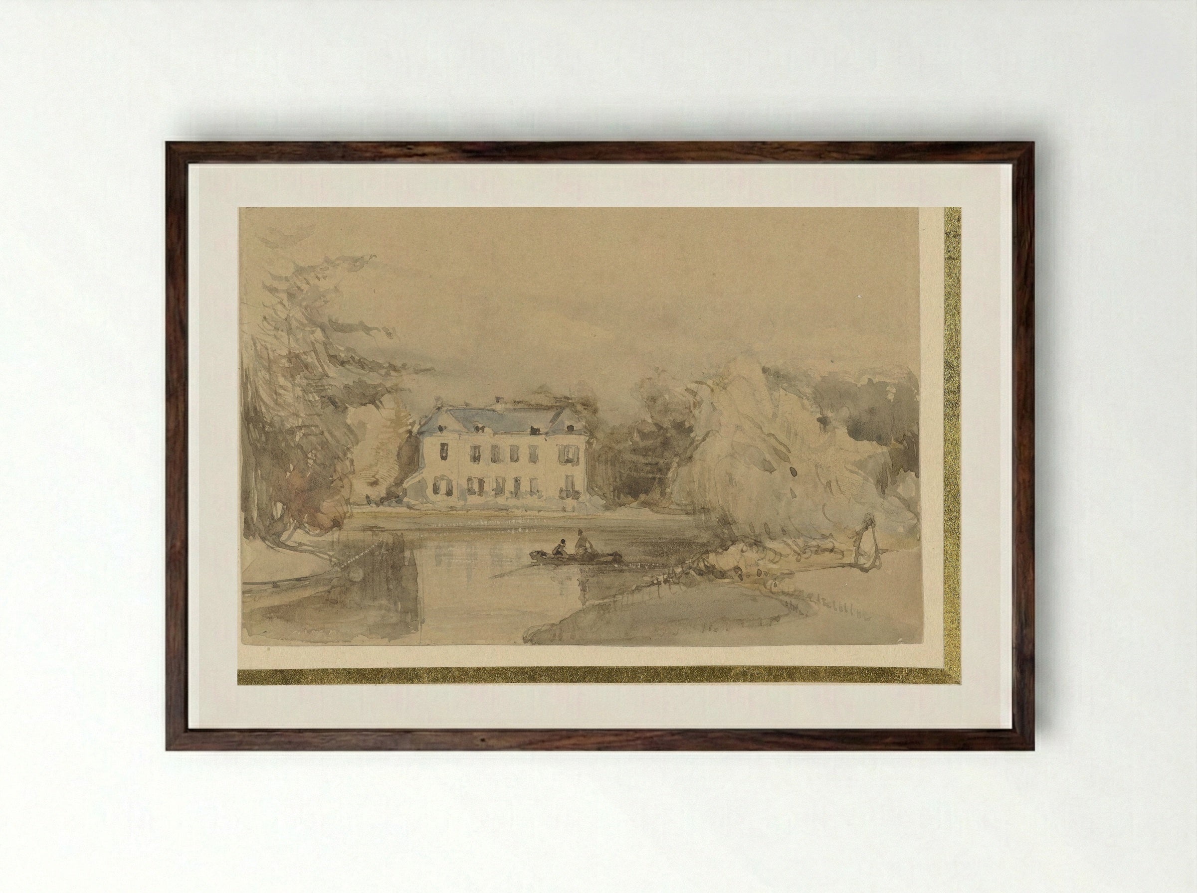 Het Huis te Leede - Johannes Bosboom - Framed Print Dark Wood