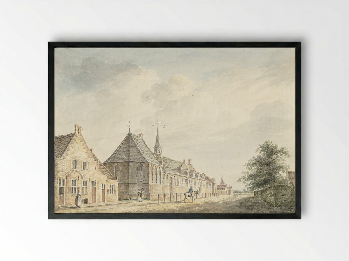 Het Jobs-gasthuis te Utrecht - Jacobus Versteegen - Framed Print Black